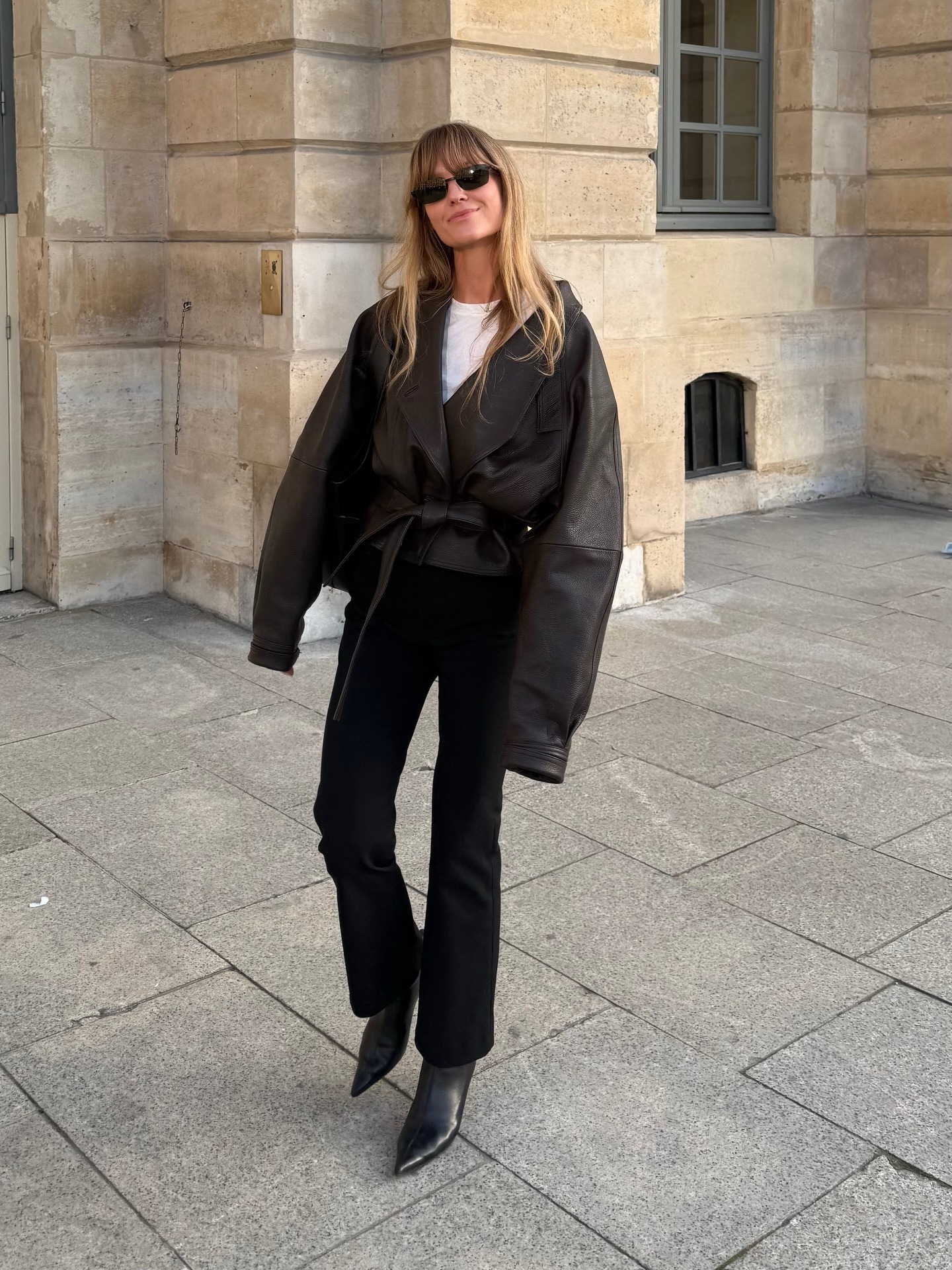 Fashion influencer wearing cropped flares