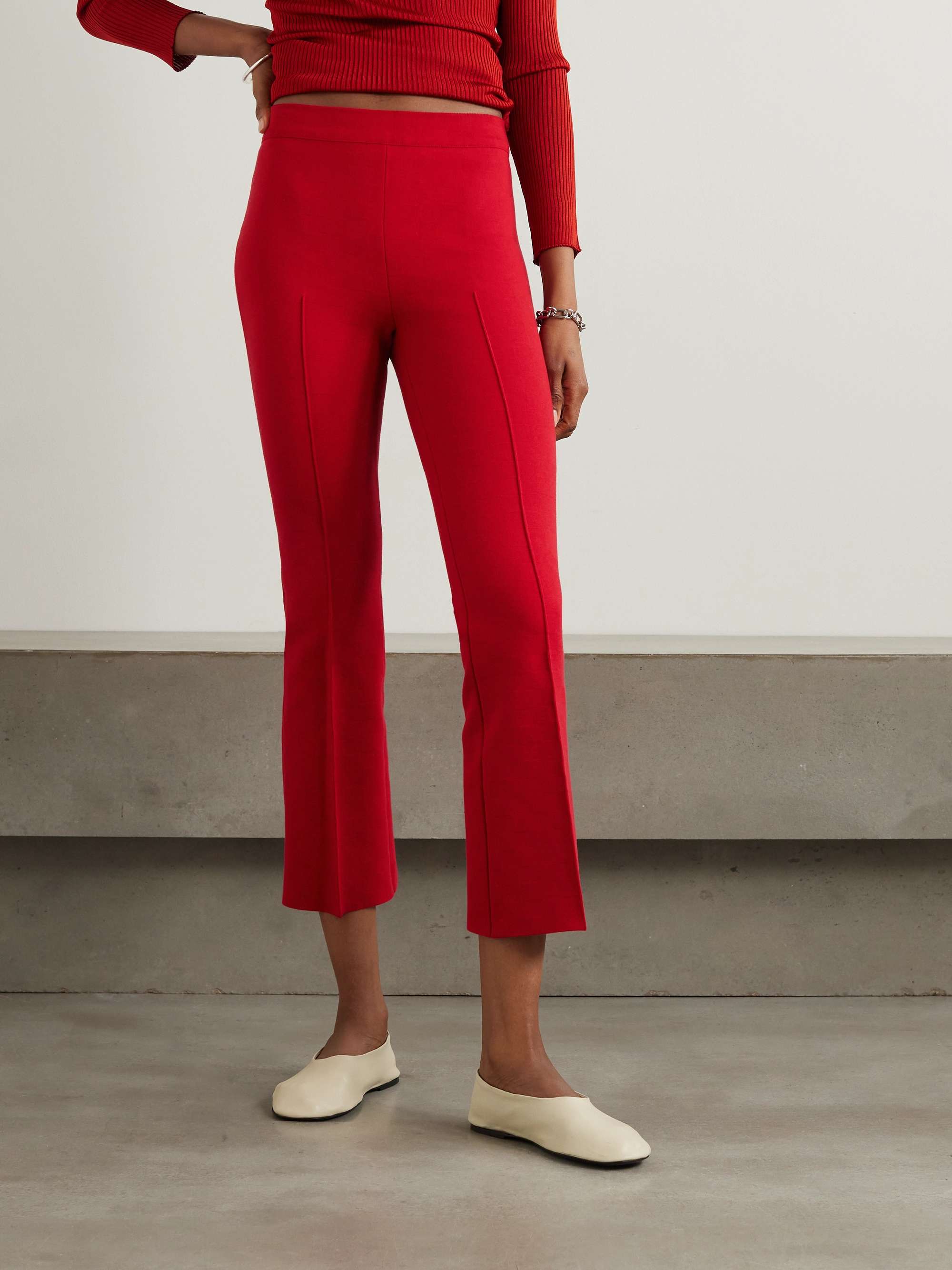 Kick Cropped Stretch-Cotton Flared Pants