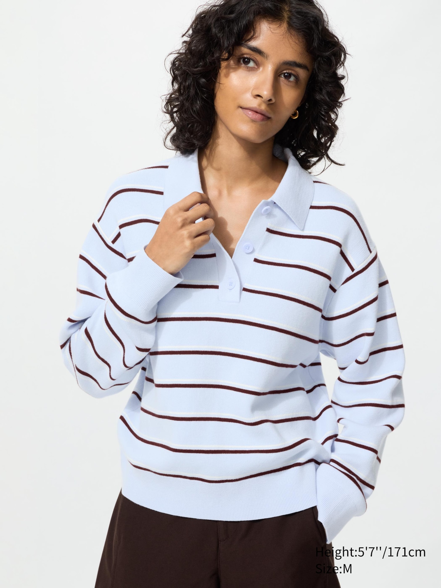 Smooth Cotton Polo Jumper (striped)