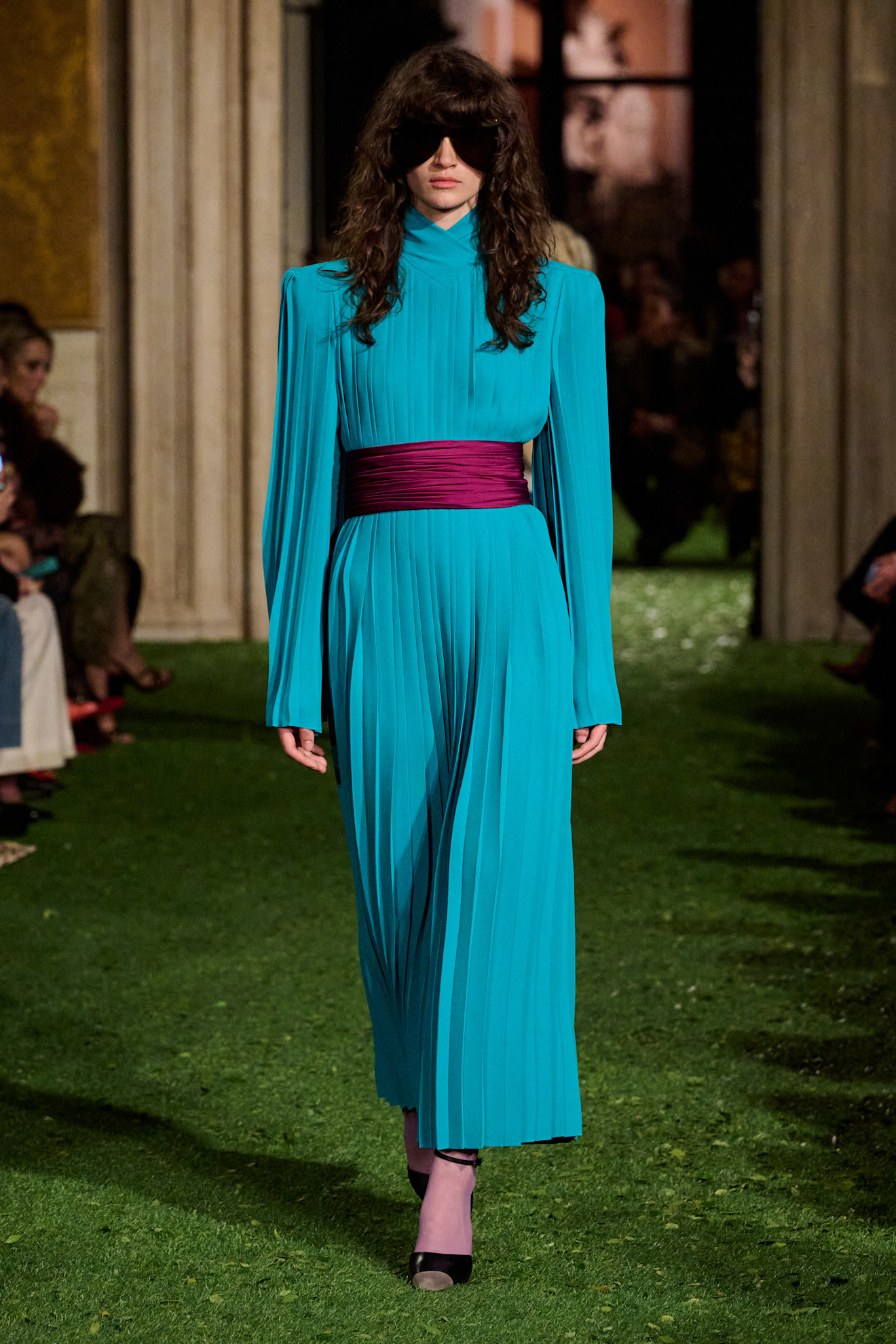 Photos of runway models at Valentino Fall Winter 2026 show.
