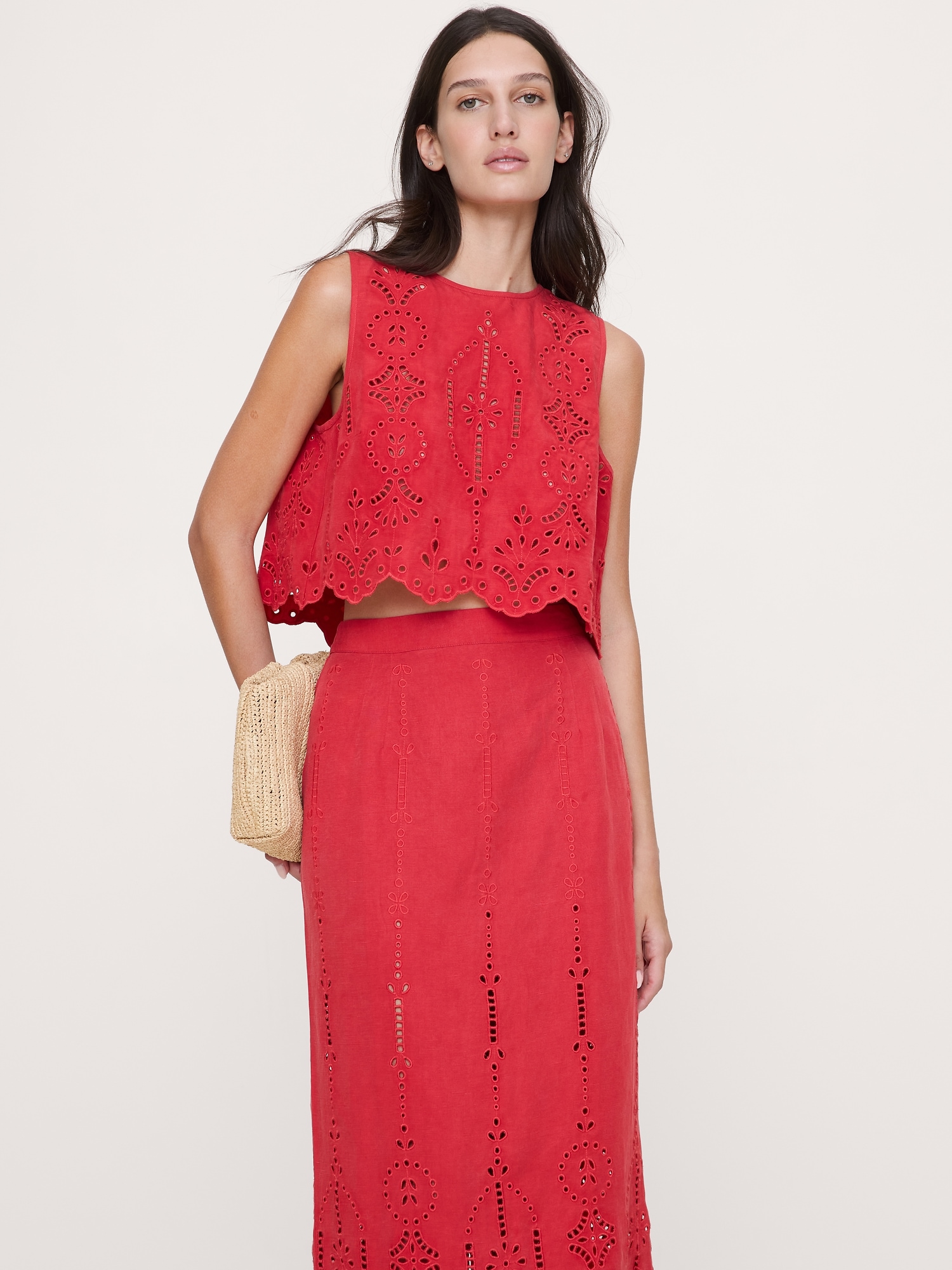 Tencel&amp;trade;-Linen Eyelet Tank