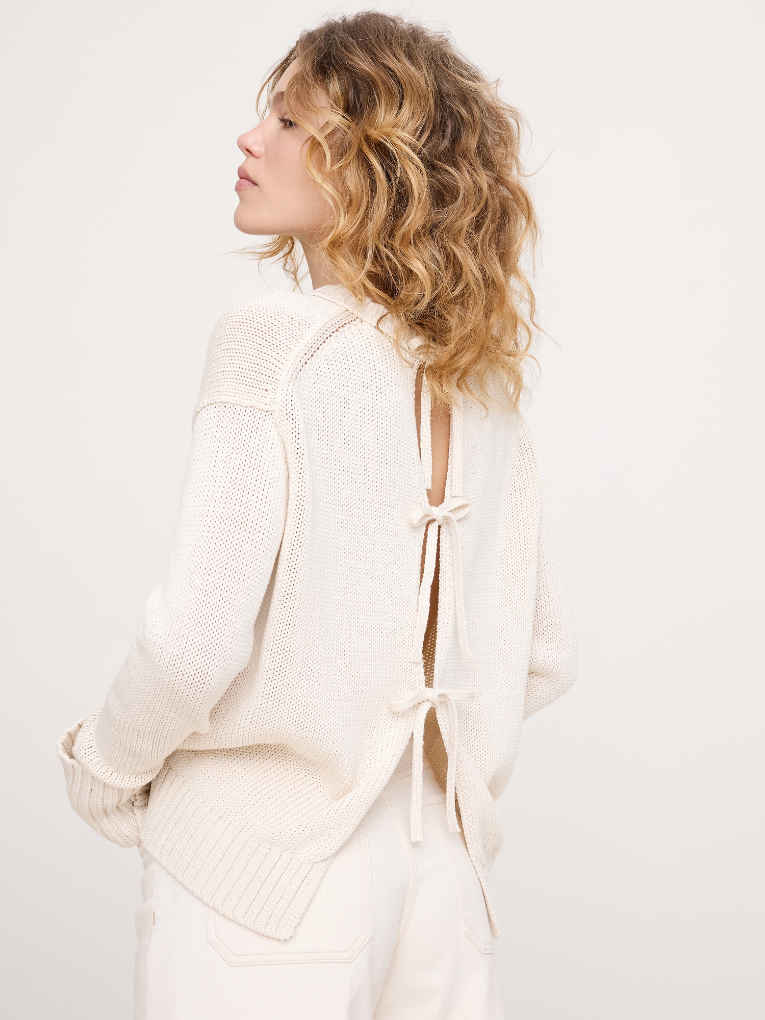 Cotton Tie-Back Sweater