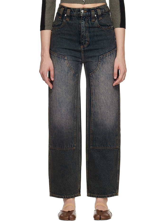 Blue Double Knee Baggy Jeans