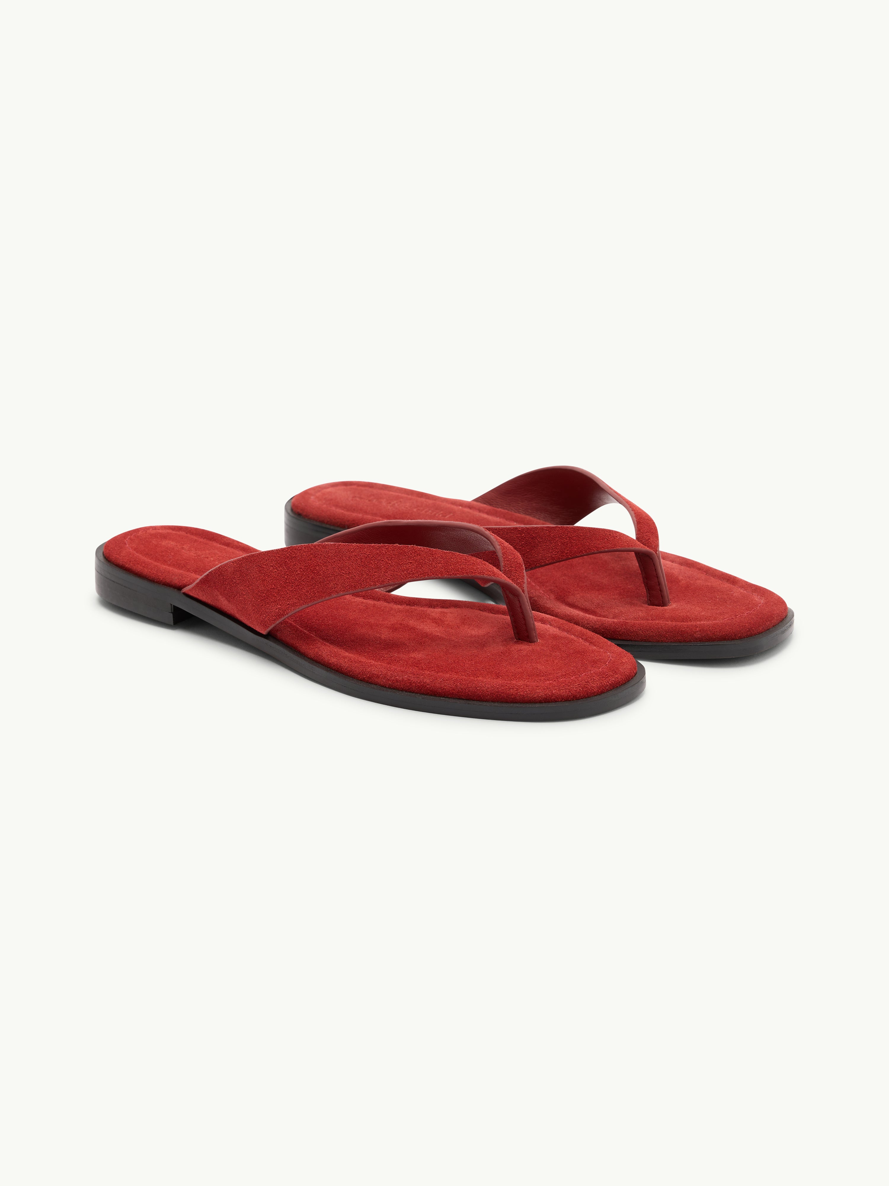 Red Suede Flip Flops