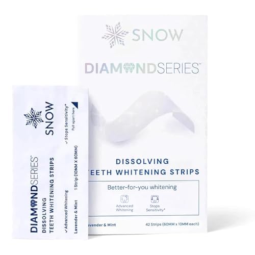 Snow Diamond Dissolving Teeth Whitening Strips - Gentle &amp;amp; Enamel Safe White Strips for Teeth Whitening, At-Home Dental Hygiene &amp;amp; Tooth Care With Hydroxyapatite - 42 Ct