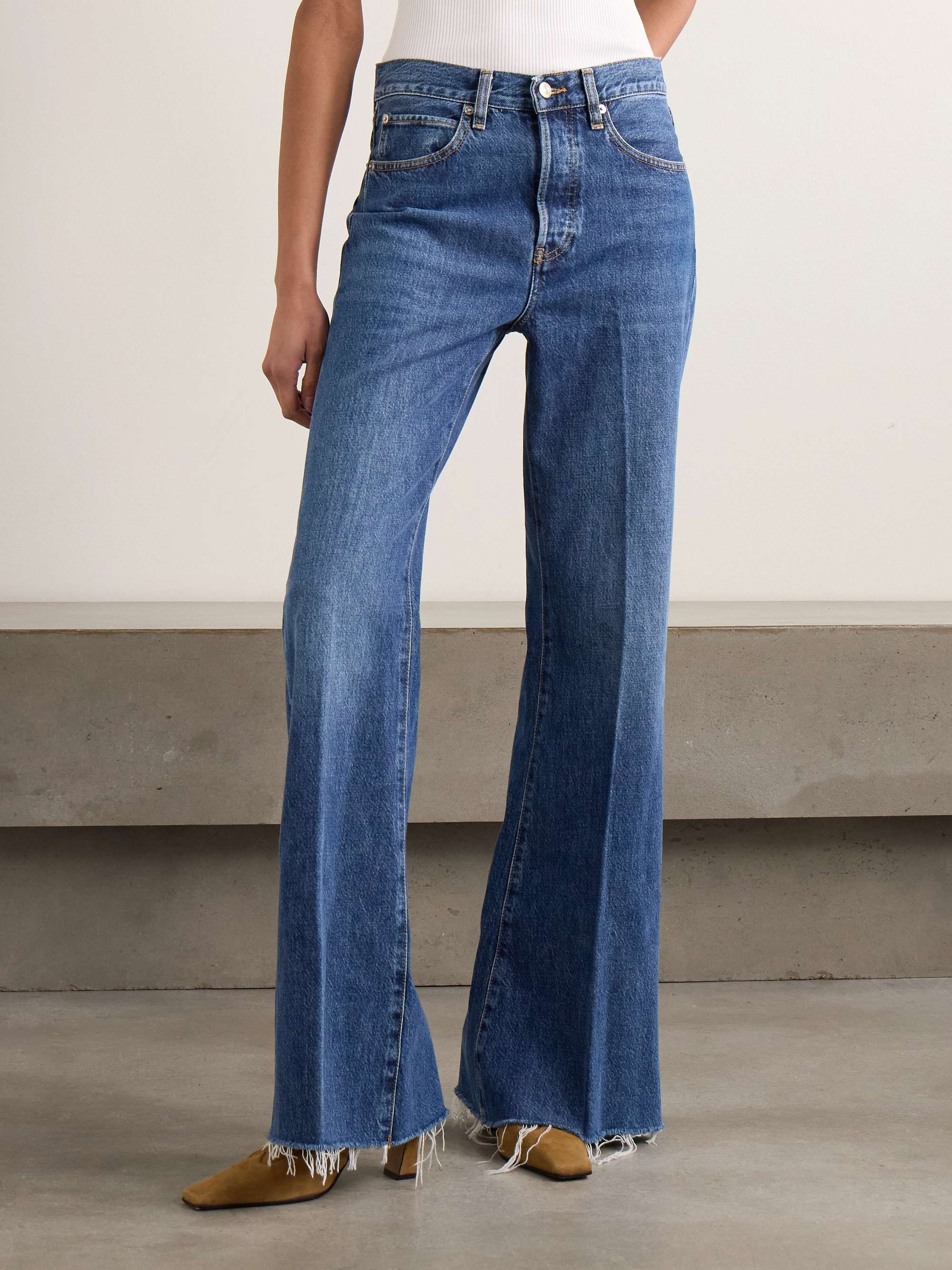 The Lax Distressed Mid-Rise Flared Jeans