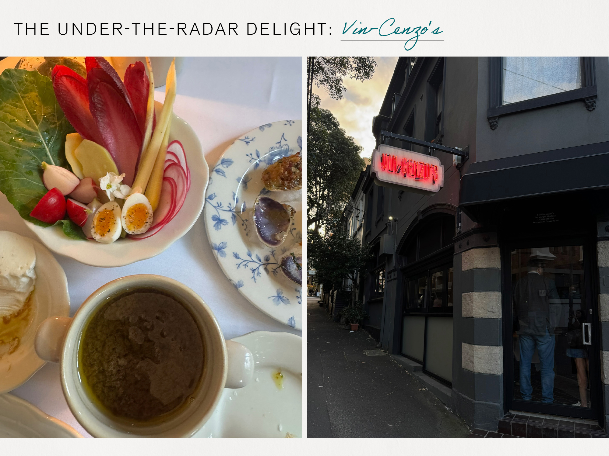 Collage of Vin-Cenzo's in Sydney, Australia.