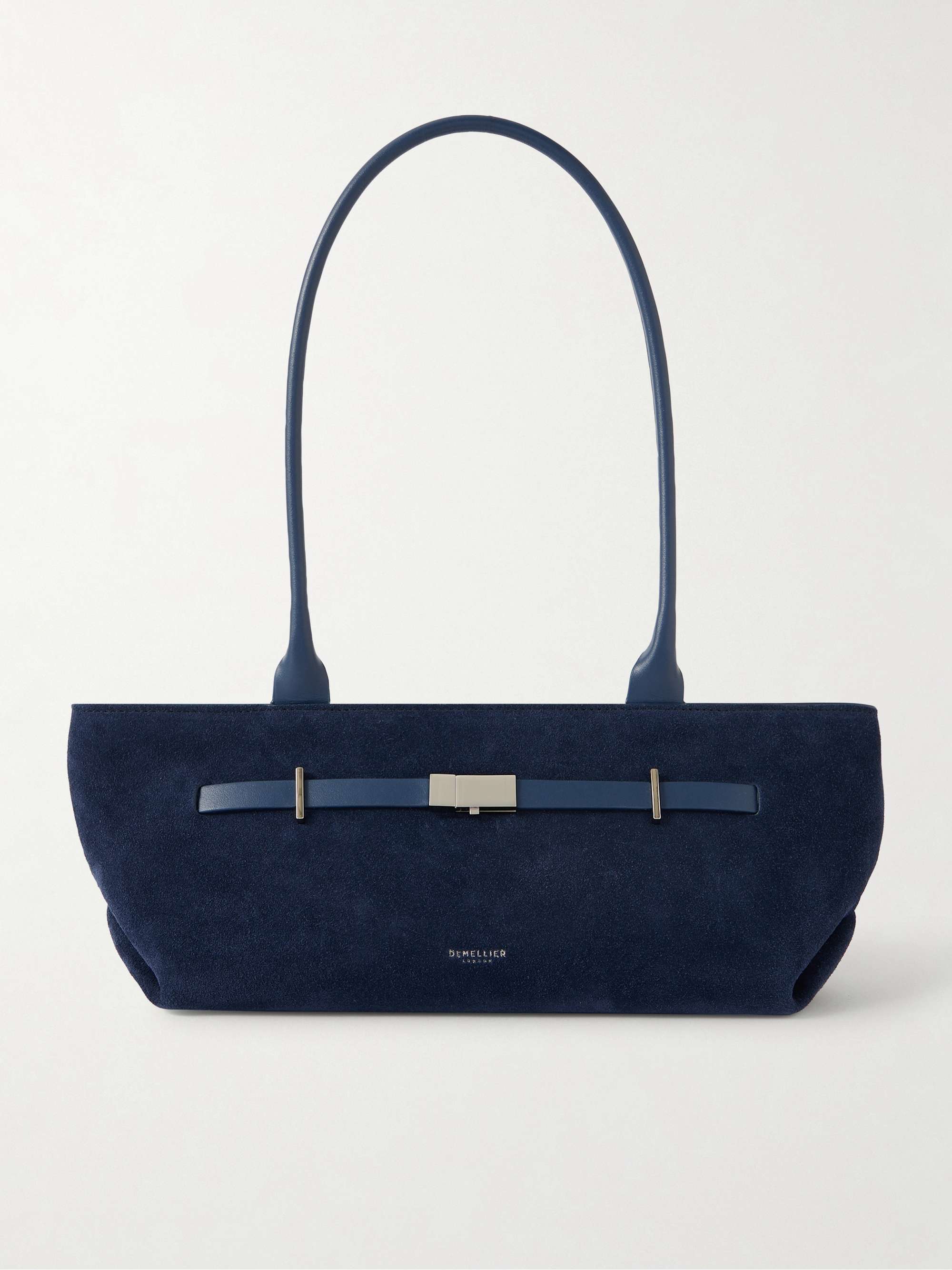 The New York Shoulder Leather-Trimmed Suede Bag