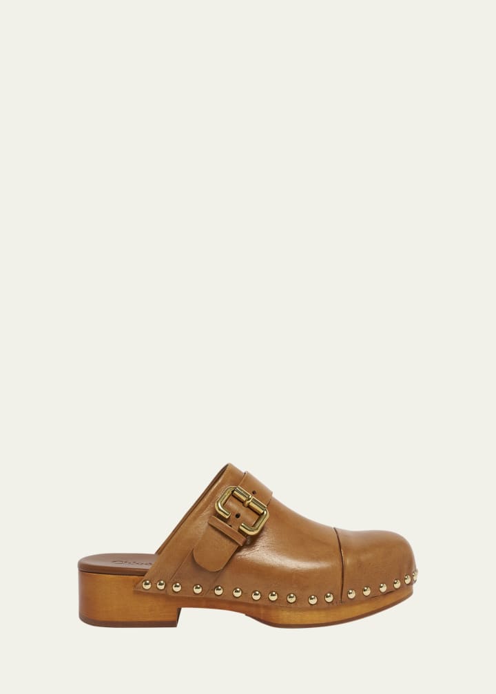 Jeannette Calf Leather Buckle Clogs