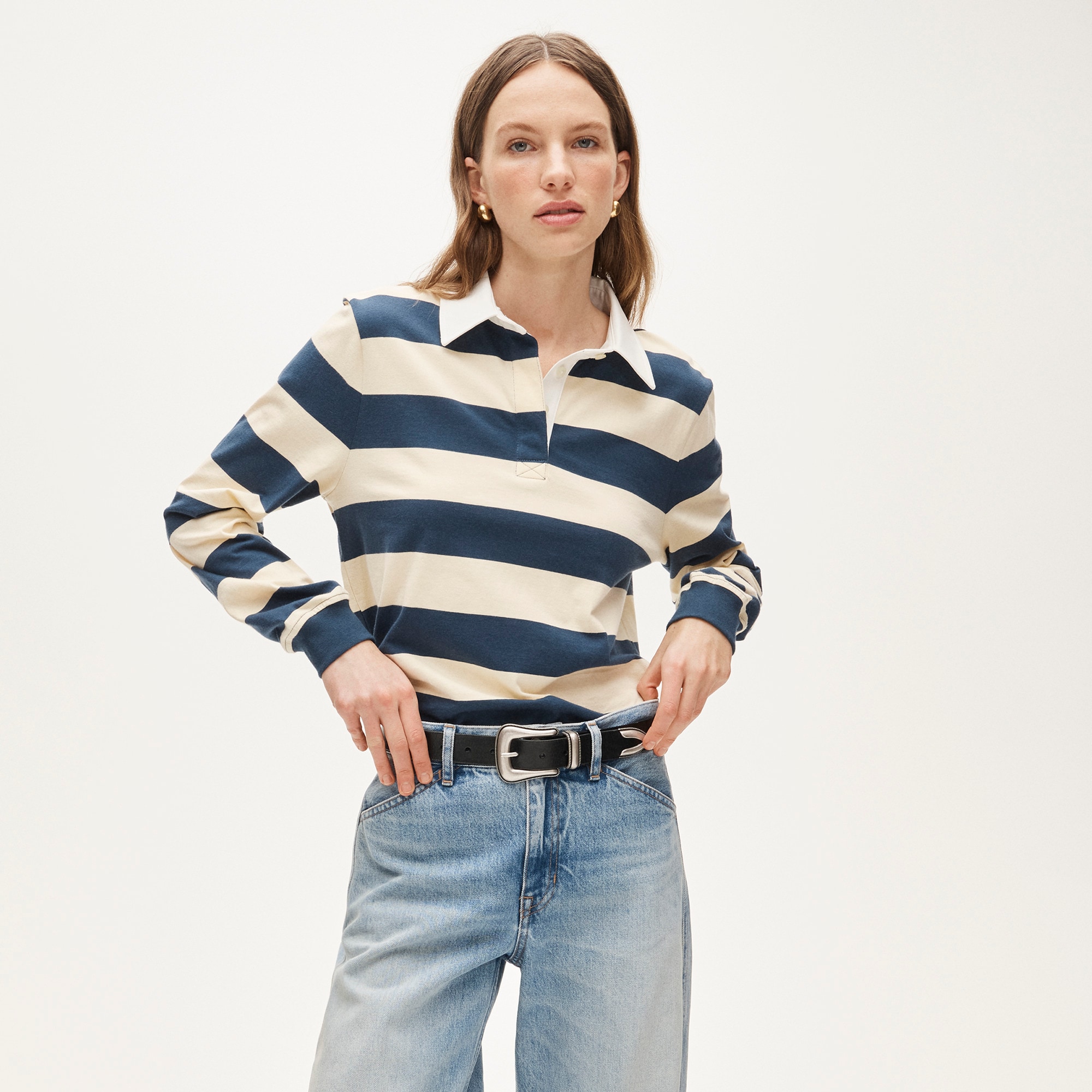 Boyfriend Jersey Rugby Shirt in Stripe