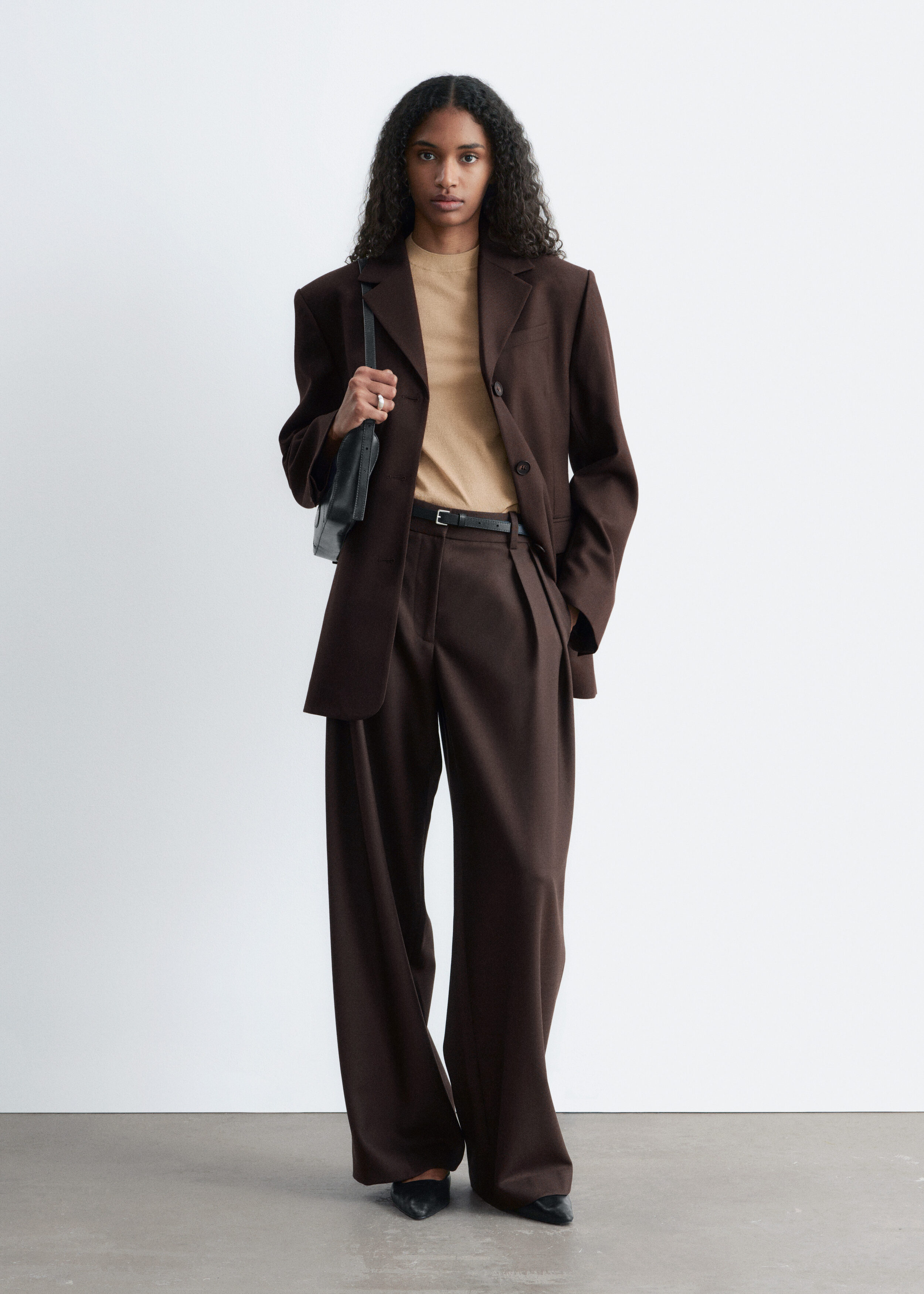 Wool-Blend Tailored Trousers