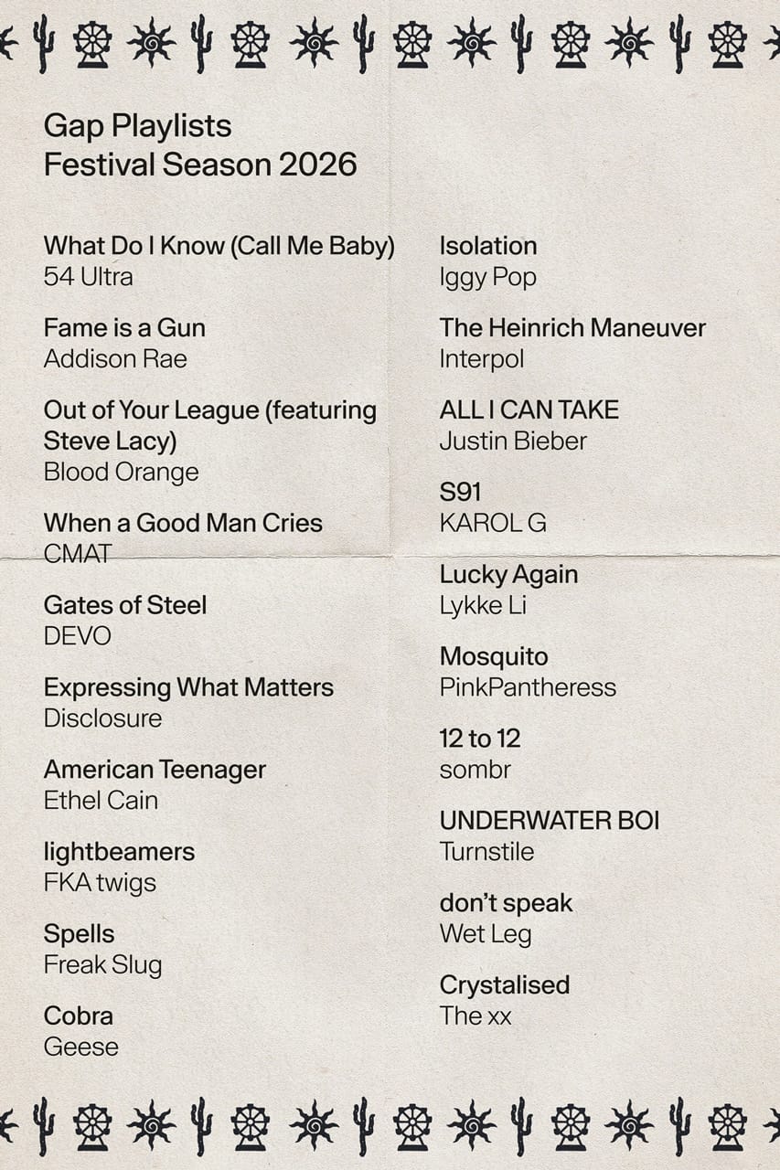 Gap Is a Real Music Fan young miko katseye denim ad campaign visual leon thomas zac posen sombr custom grammys playlist sandy liang harlem fashion council sushi club collab awake hoodie drop interview coachella hoodie house custom