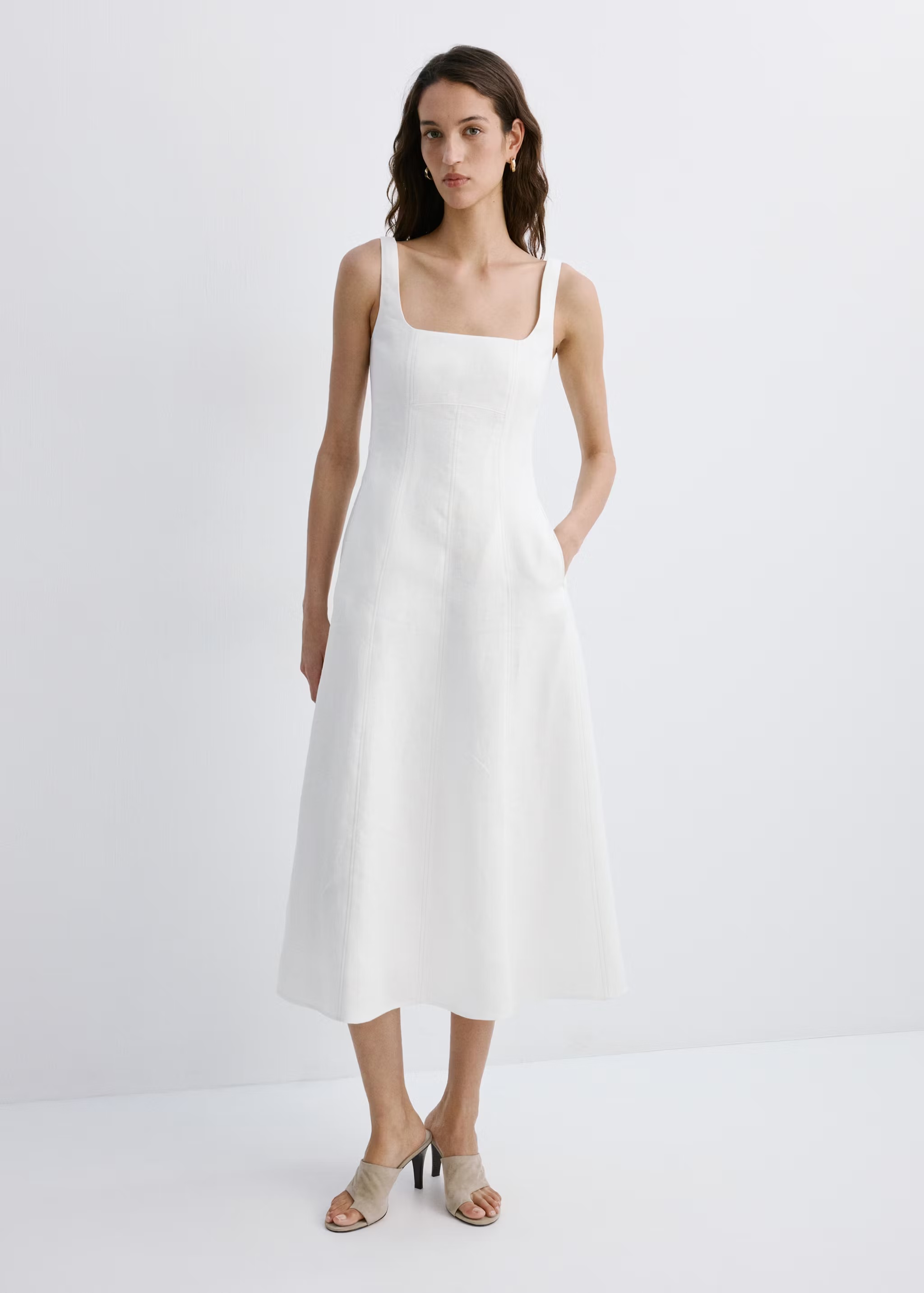 MANGO, A-Line Linen Dress - Women | Mango United Kingdom
