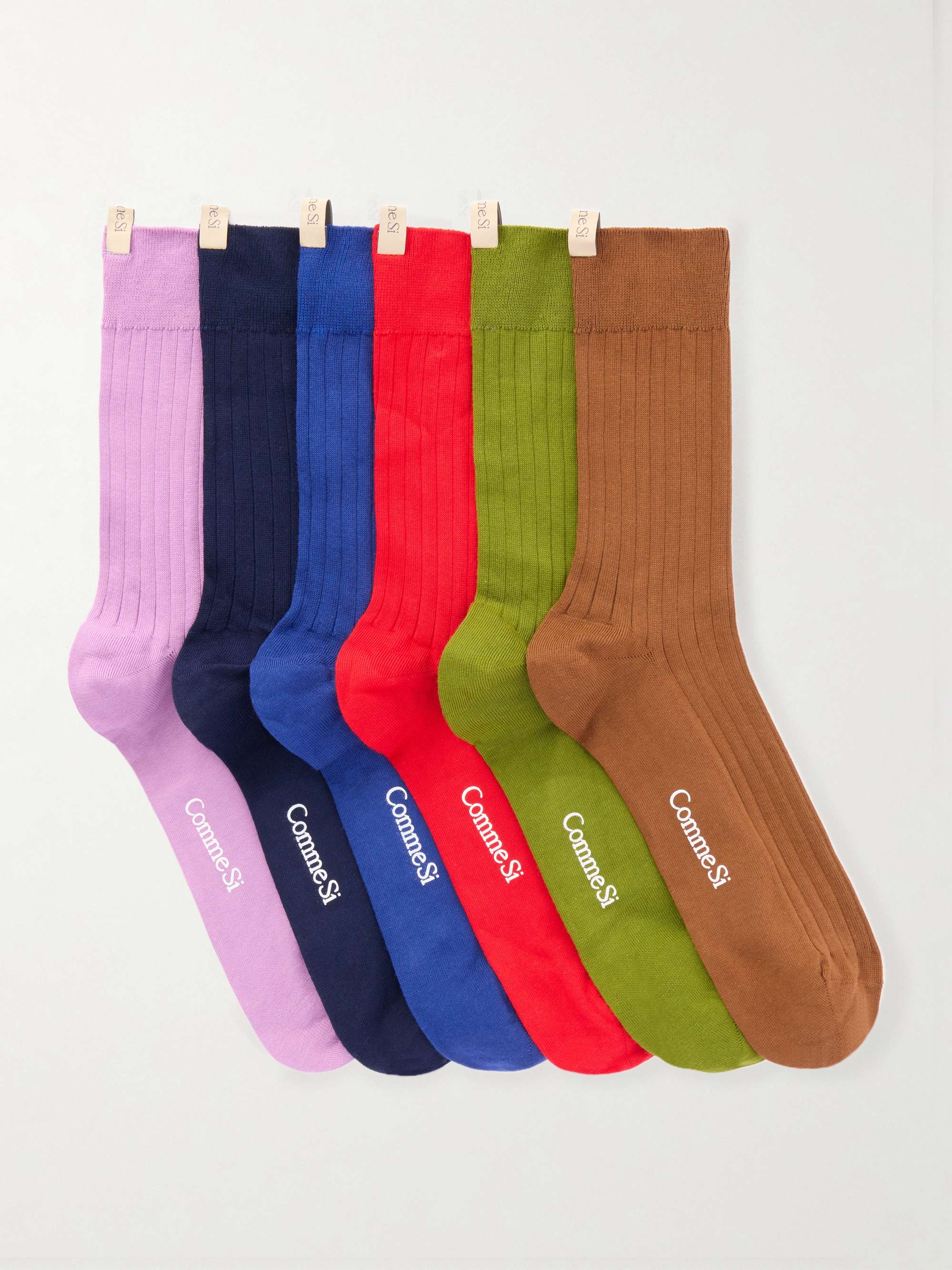 The Yves Set of Six Ribbed Cotton-Blend Socks