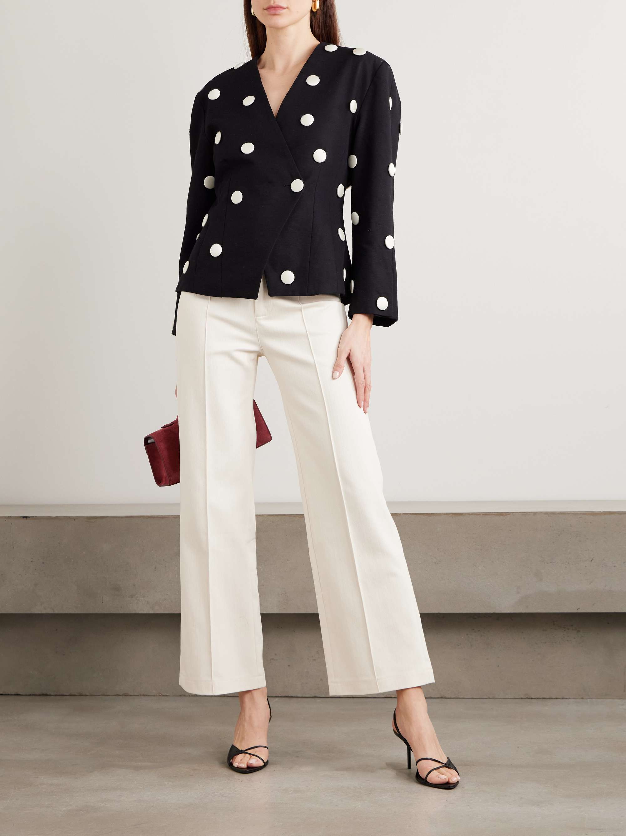 Aloise Embellished Polka-Dot Cotton-Faille Blazer