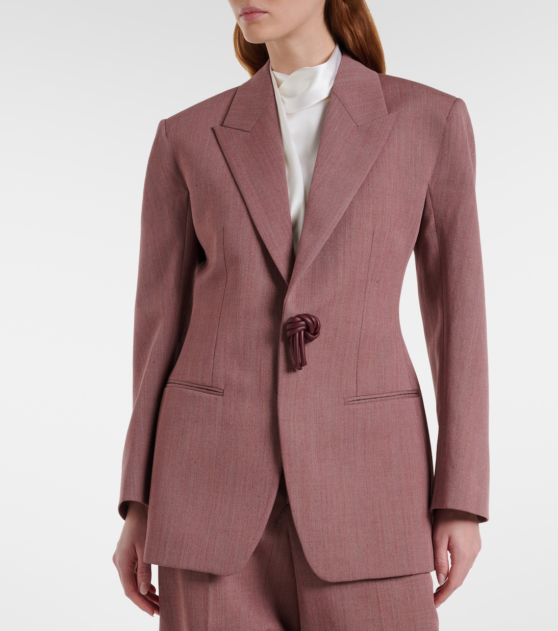 Wool and Linen-Blend Blazer in Pink - Bottega Veneta