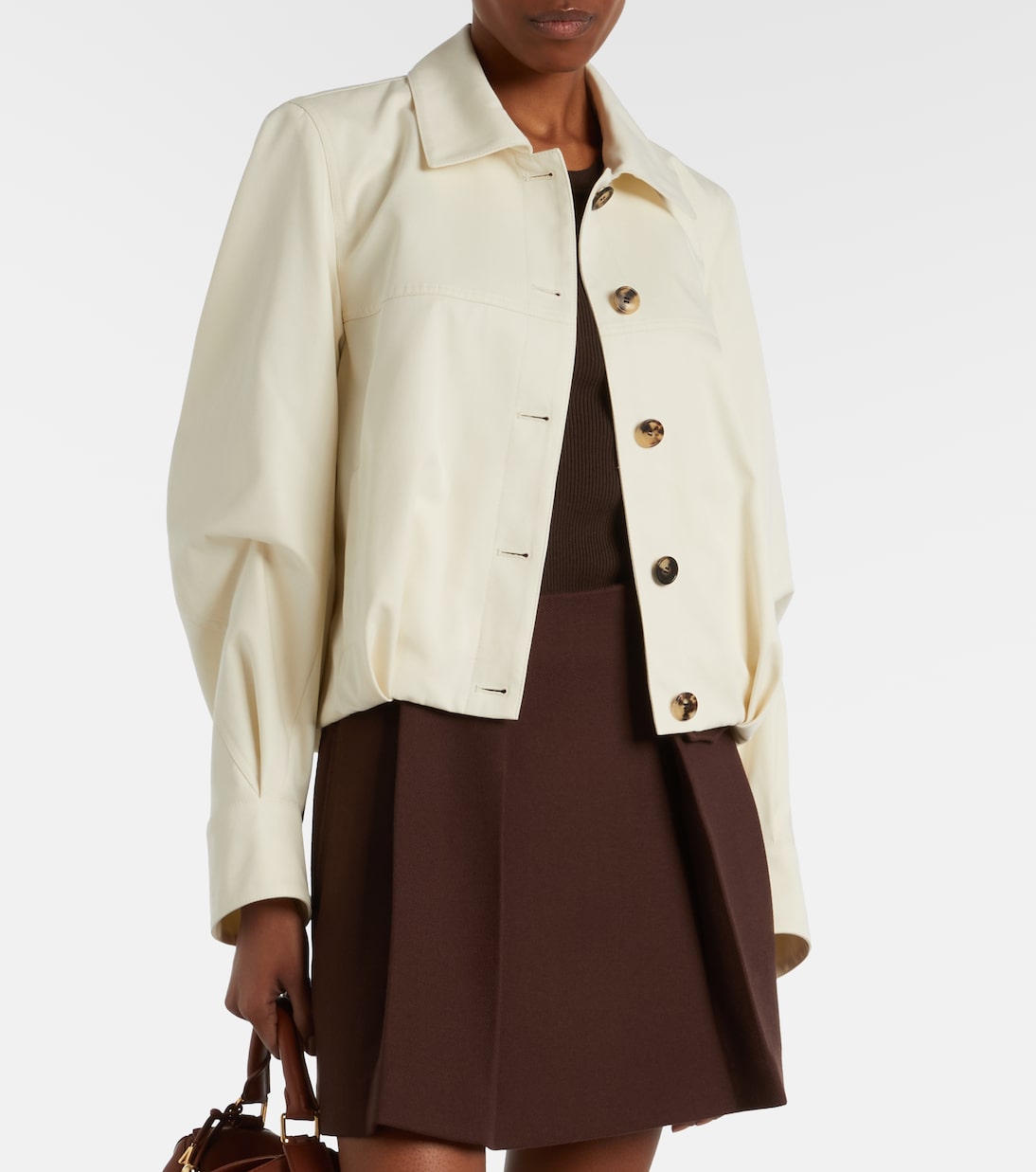 Cotton and Silk Blouson Jacket in White - Loewe