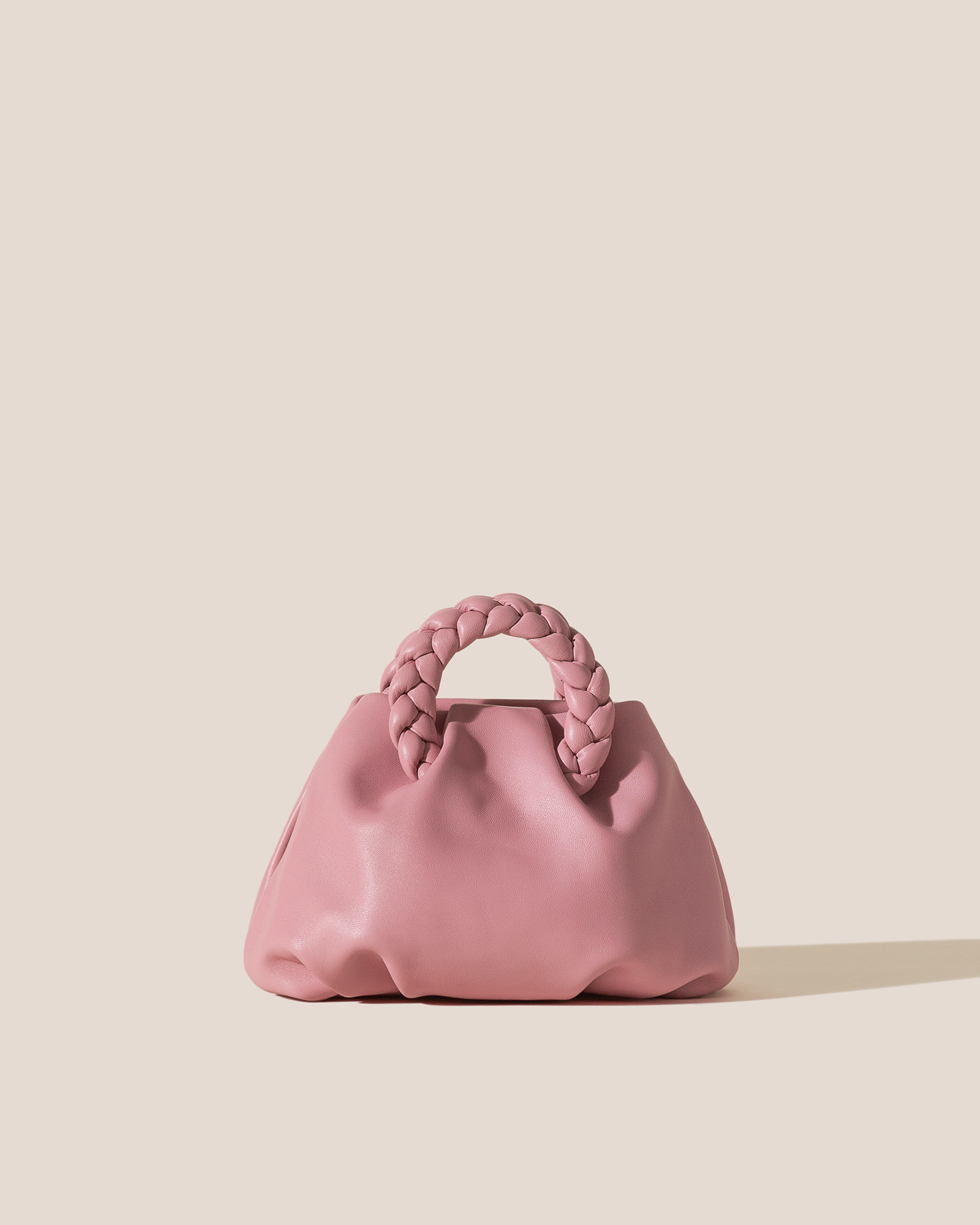 Bombon - Plaited-Handle Leather Handbag - Dusty Pink