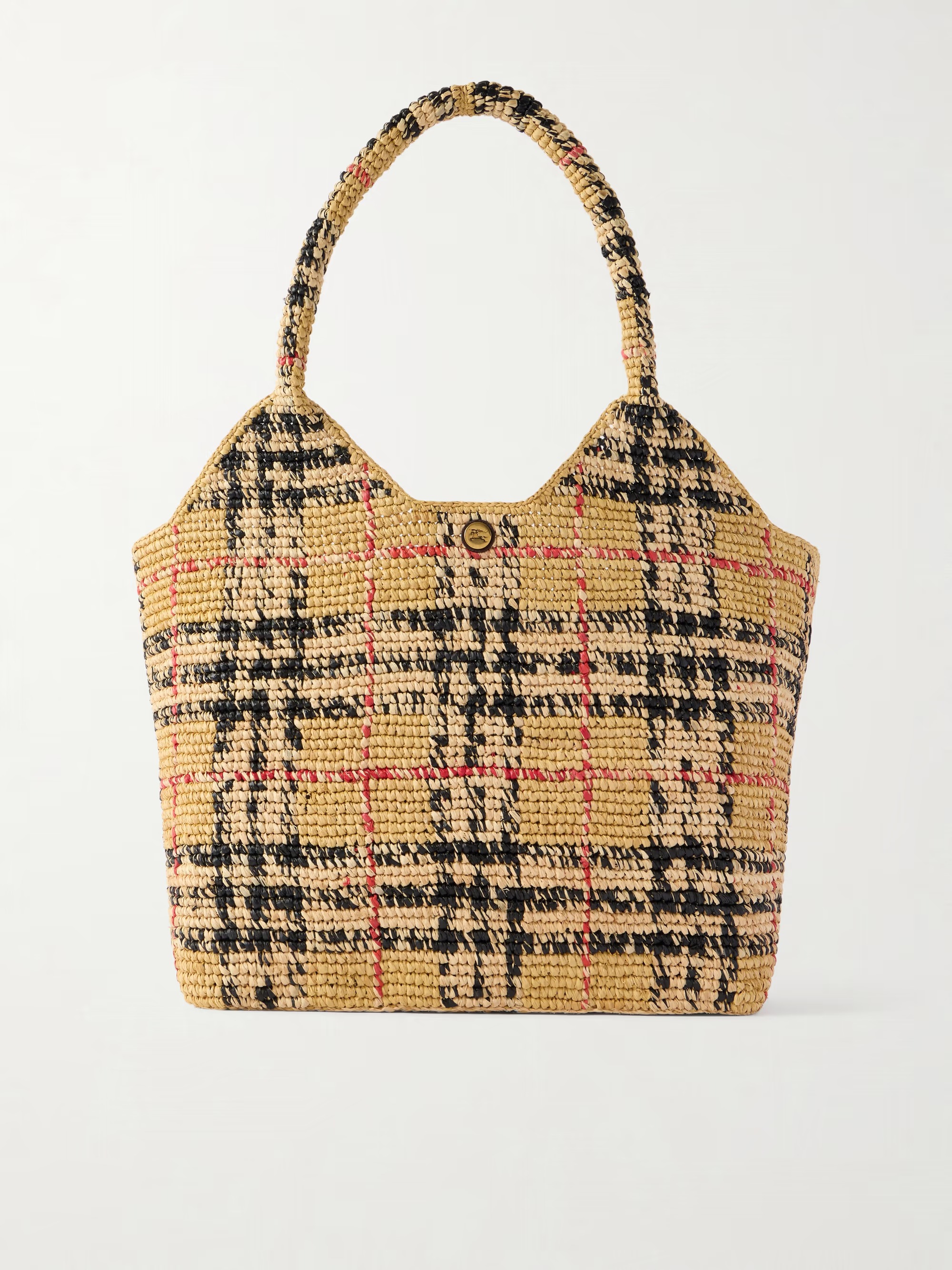 Burberry, Margate Checked Woven Raffia Tote