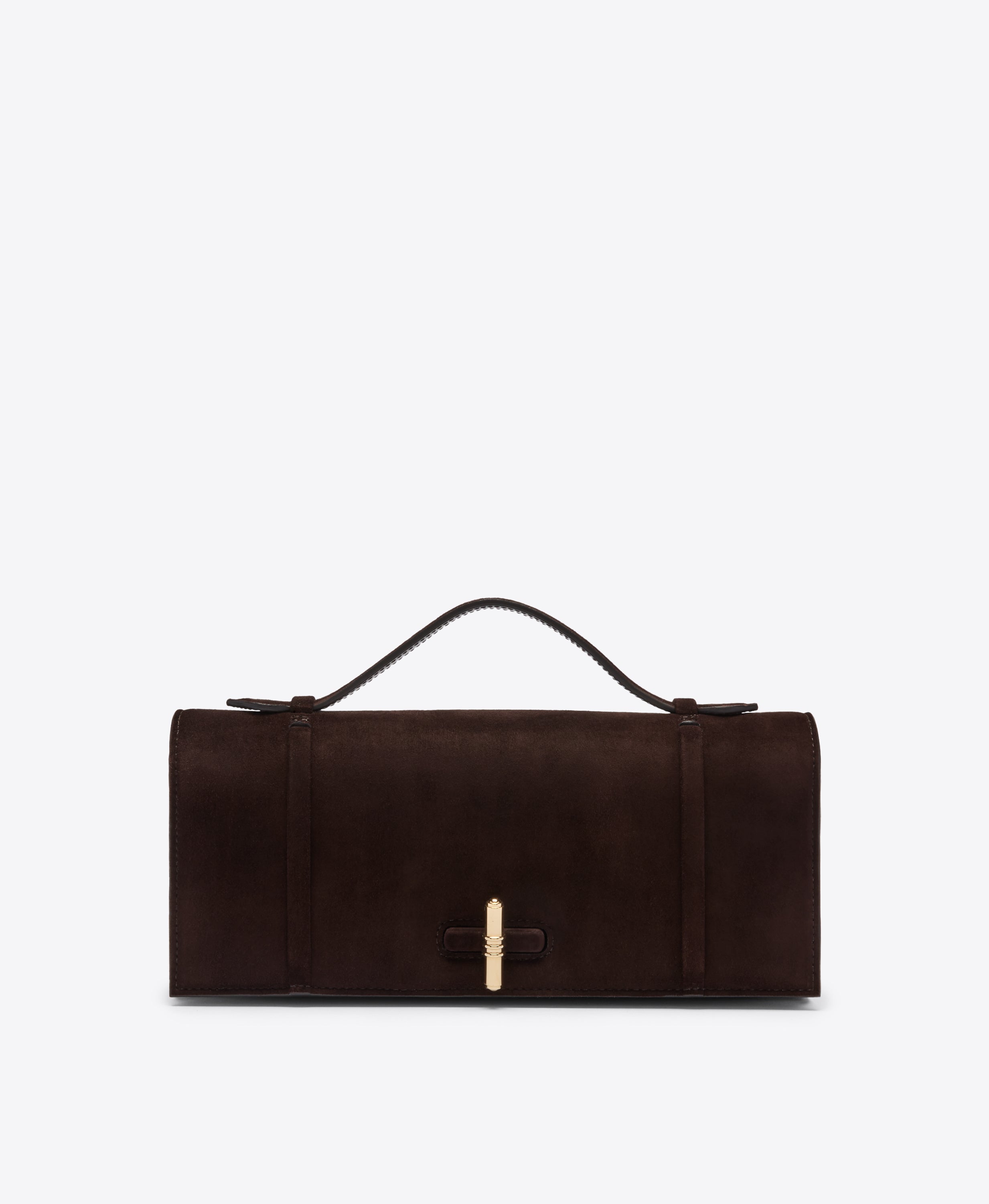 May Dark Brown Suede Clutch Bag
