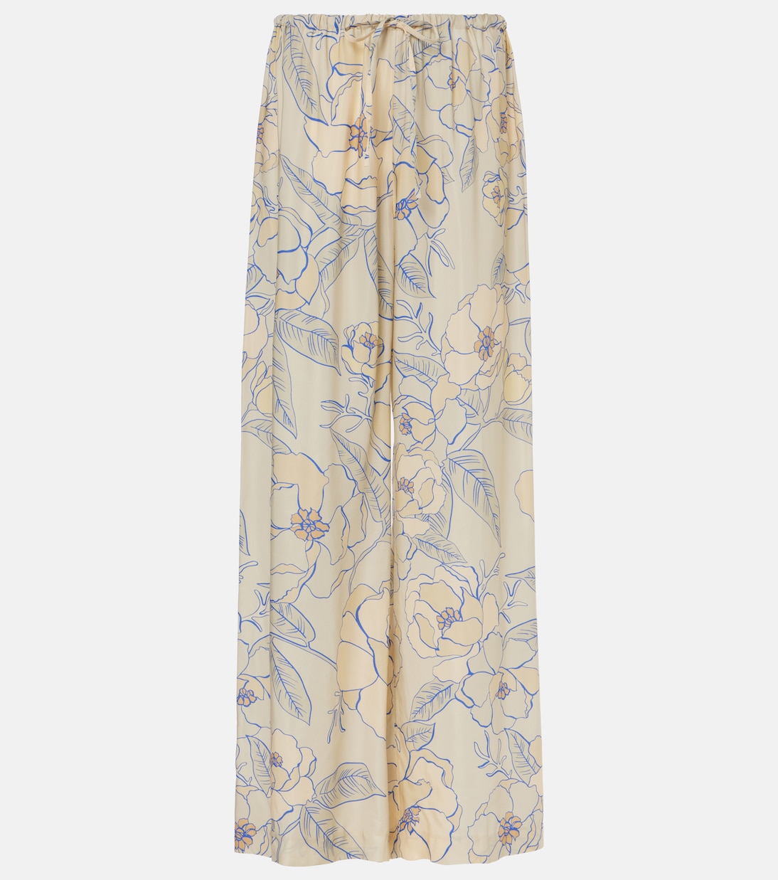 Floral Wide-Leg Pants in Neutrals - Dries Van Noten