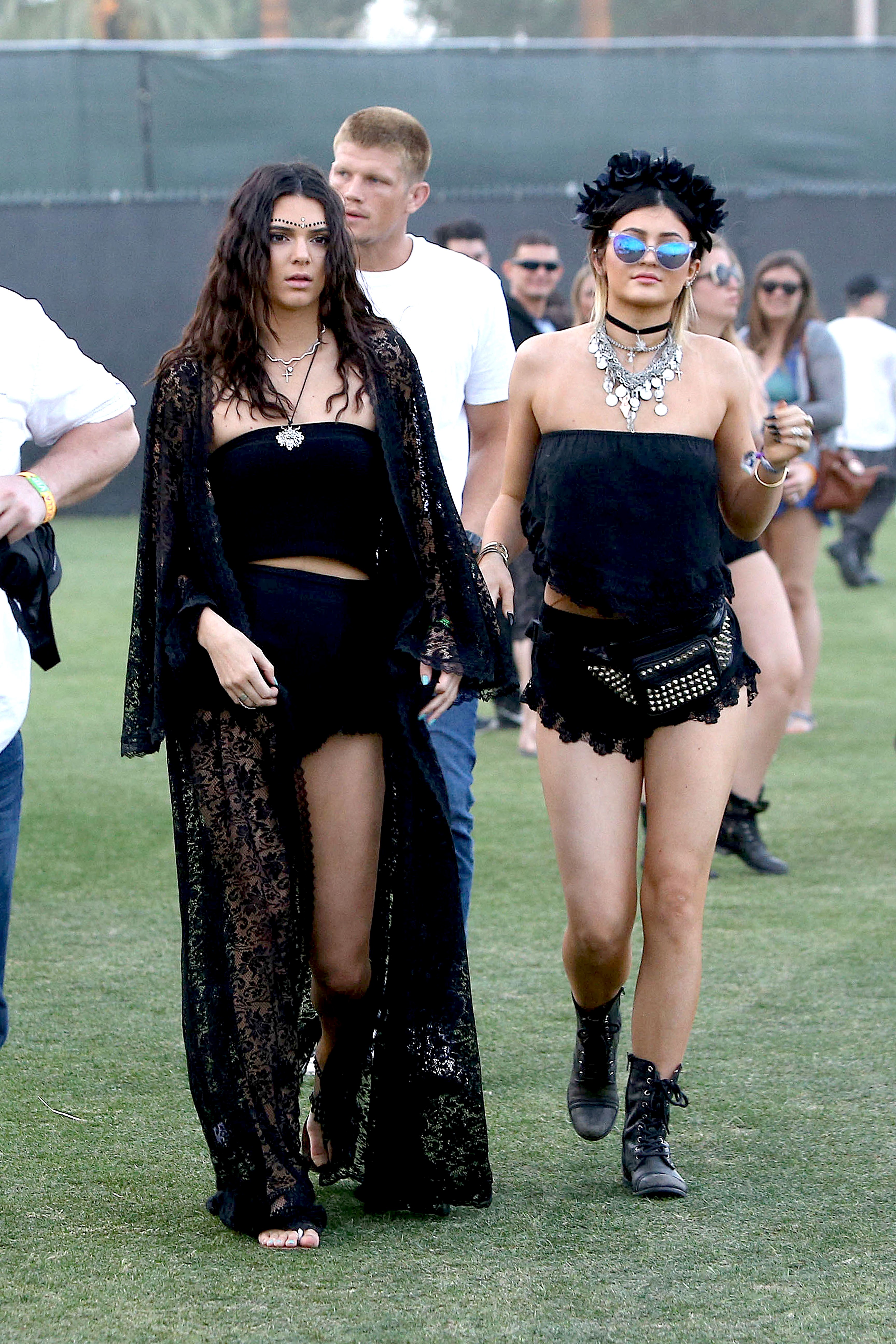 Kendall Jenner and Kylie Jenner wear black outfits to Coachella in 2014