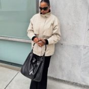 Not Barn, Not Suede—The Elegant Jacket Trend Fashion People Are Pairing With Leggings and Capris