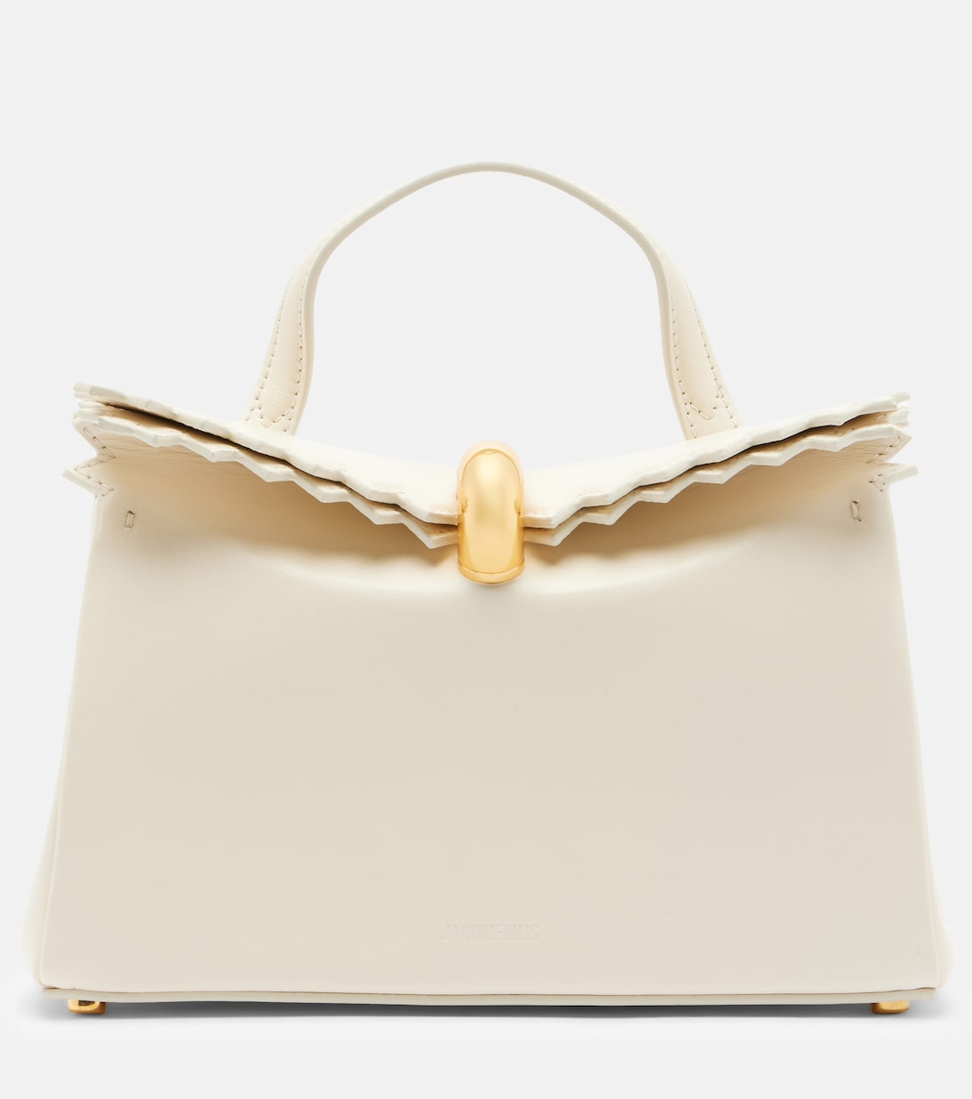 Val&amp;eacute;rie Small Leather Top-Handle Bag in White - Jacquemus