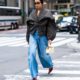 Not Black, Not Brown—Laura Harrier Knows Barrel Jeans Look Best With This Heels Color