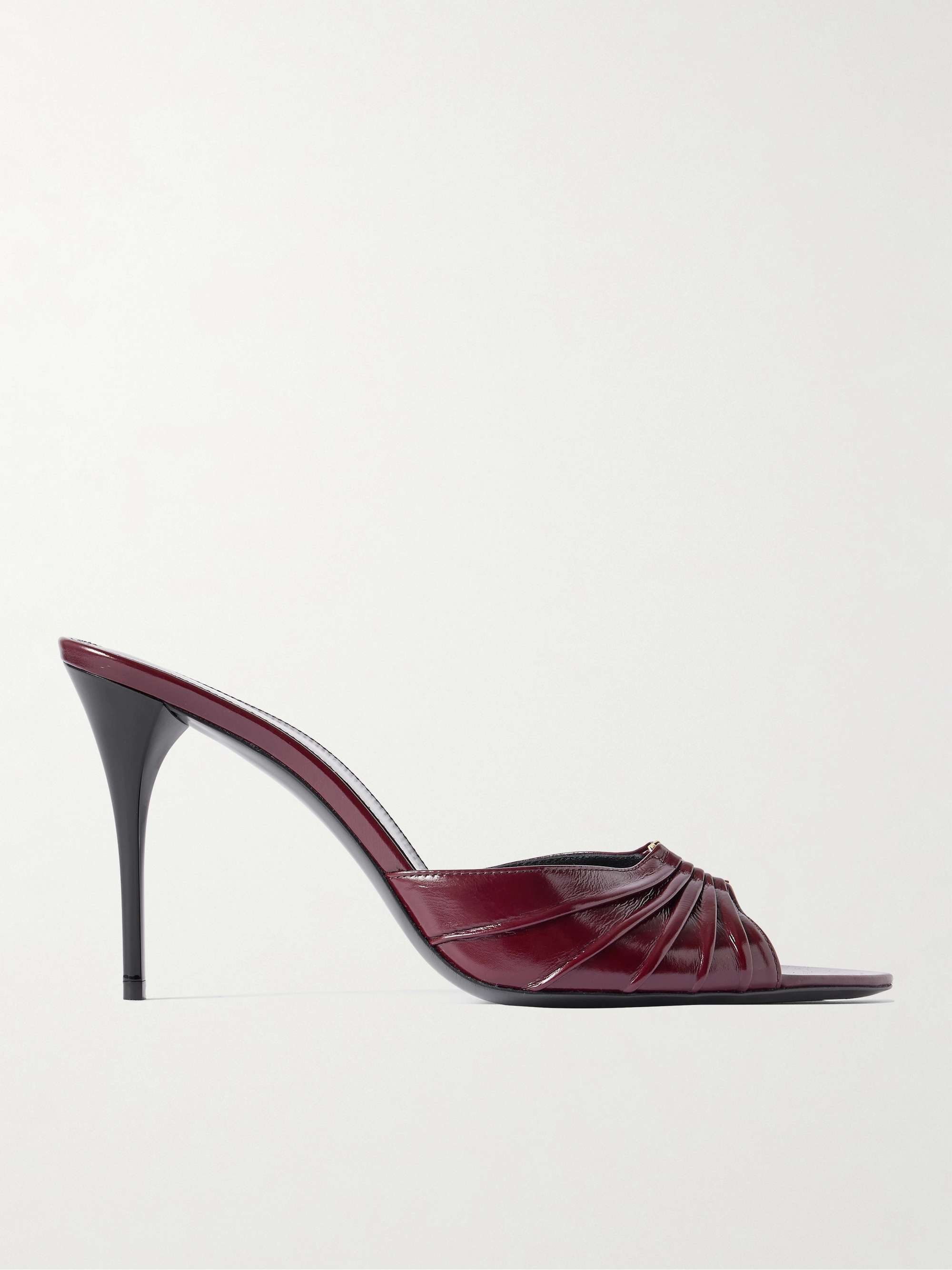 Babylone Embellished Gathered Patent-Leather Mules