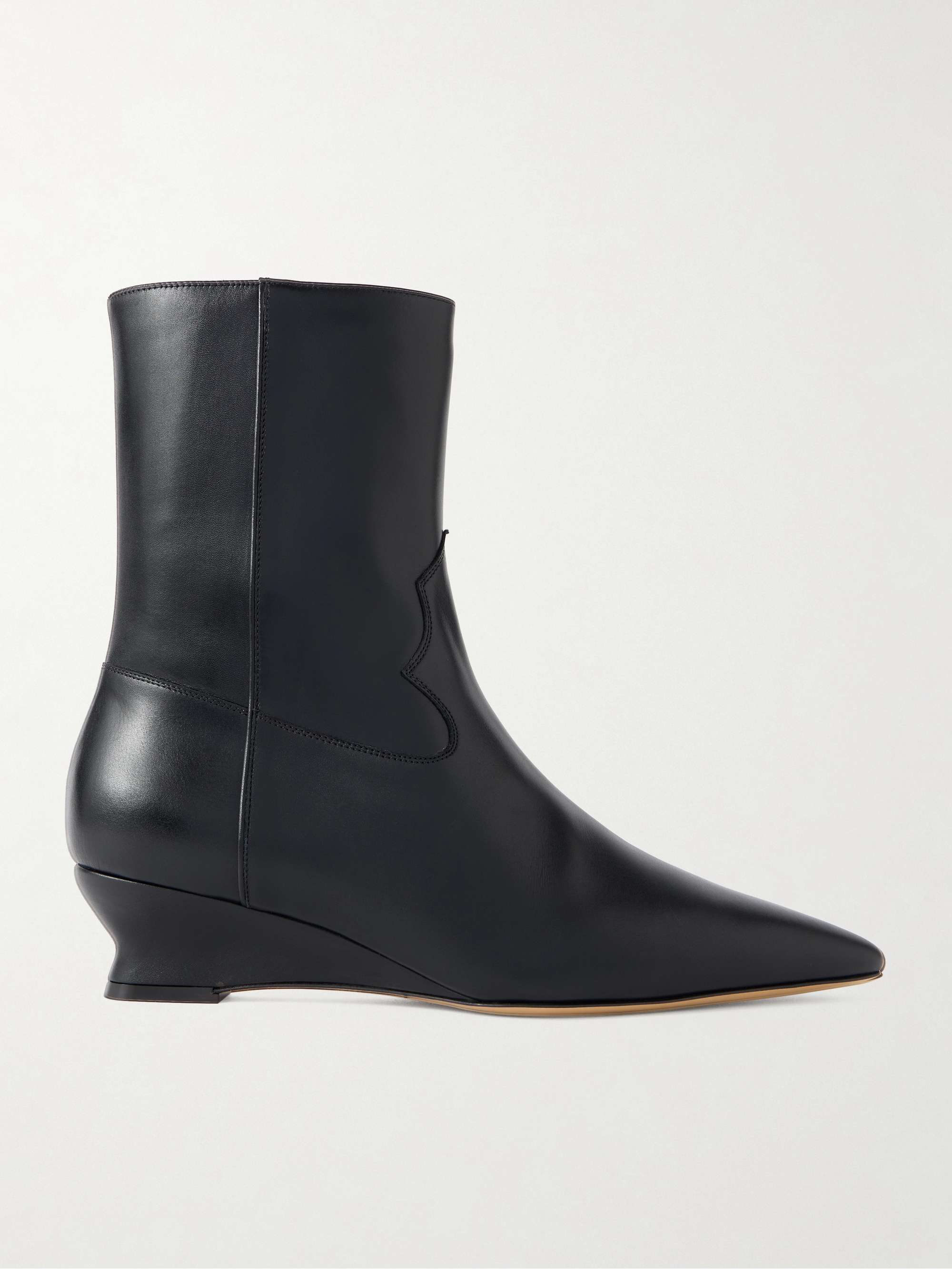 Camille Leather Wedge Ankle Boots