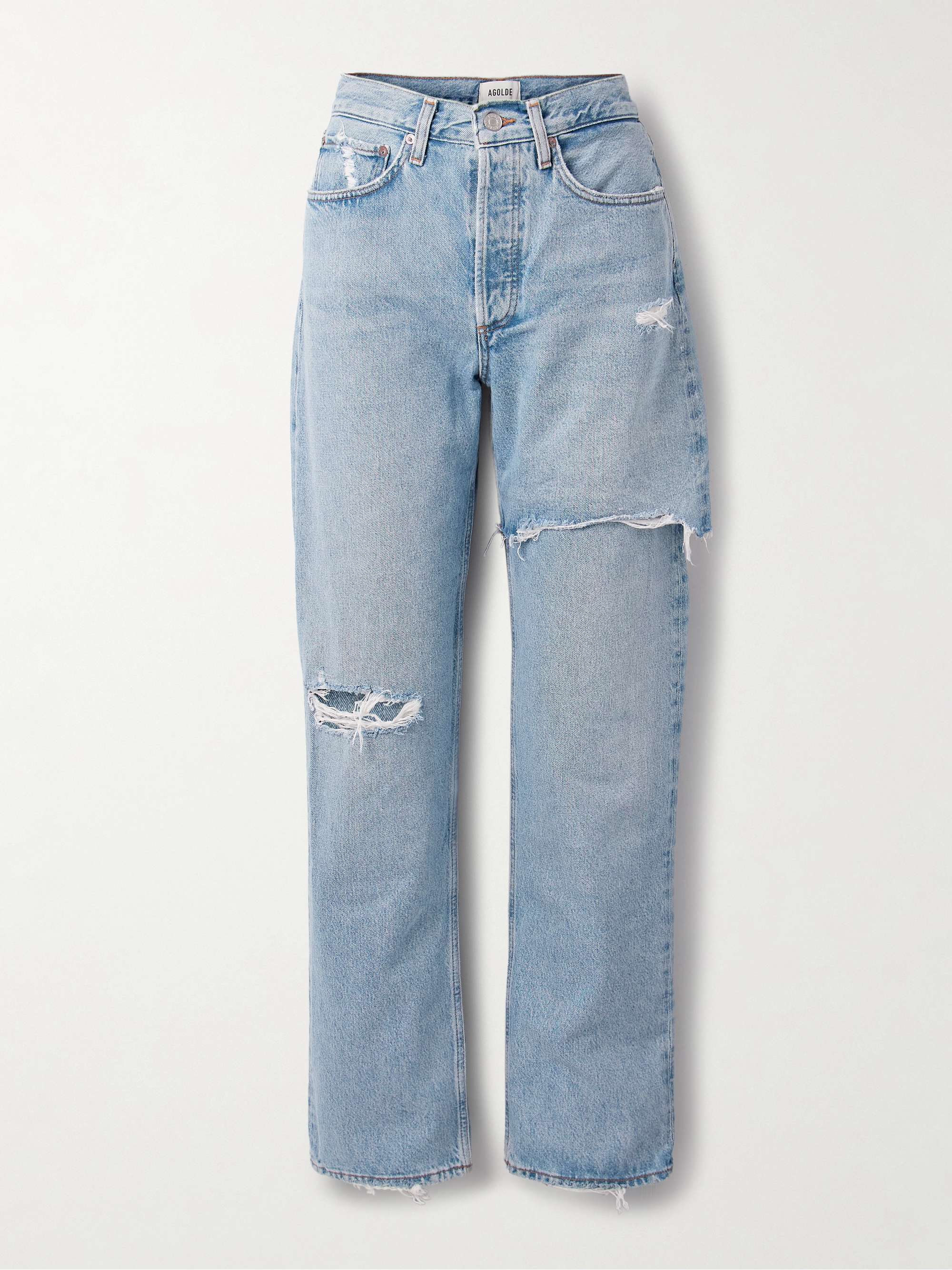 Amryn Distressed High-Rise Wide-Leg Jeans