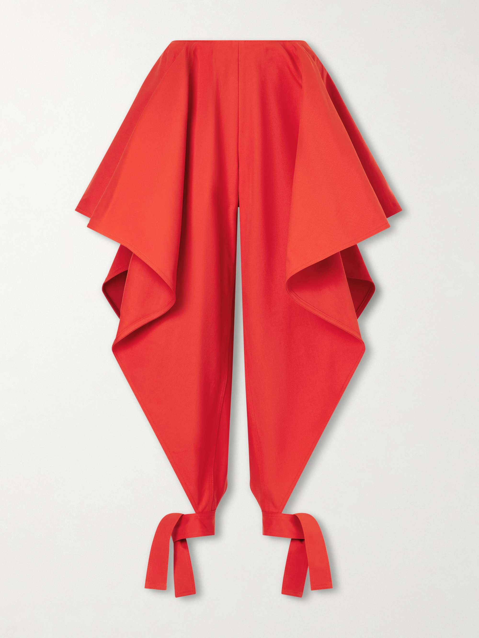Paneled Ruffled Cotton-Gabardine Wide-Leg Pants