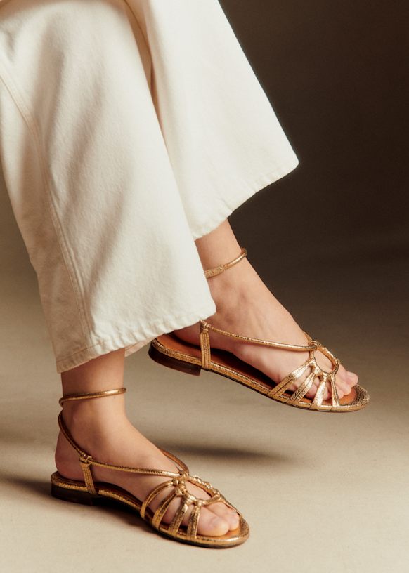 Gloria Low Sandals - Smooth Gold - Goat Leather - S&amp;eacute;zane