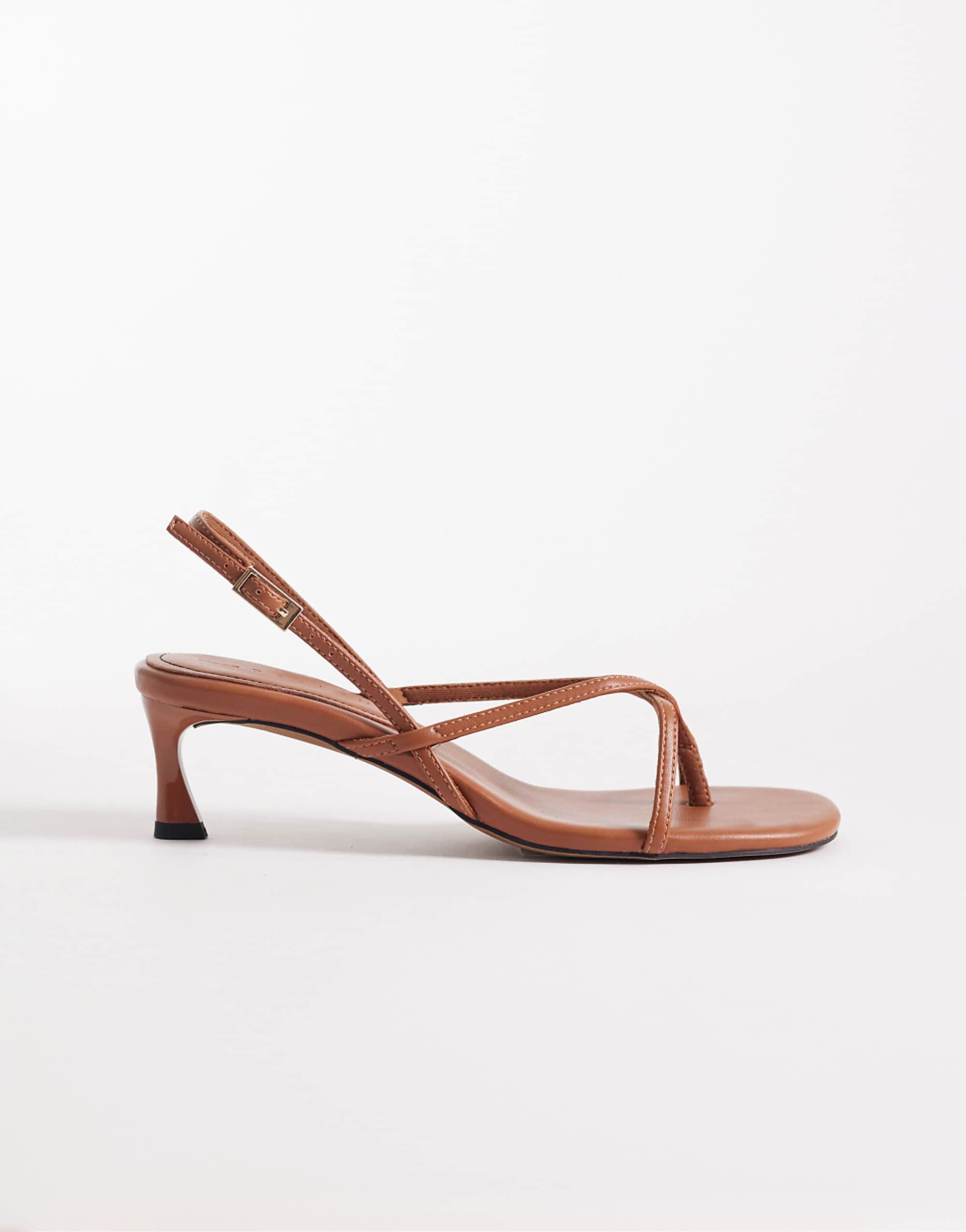 Asos Design Haven Strappy Kitten Heeled Sandals in Toffee