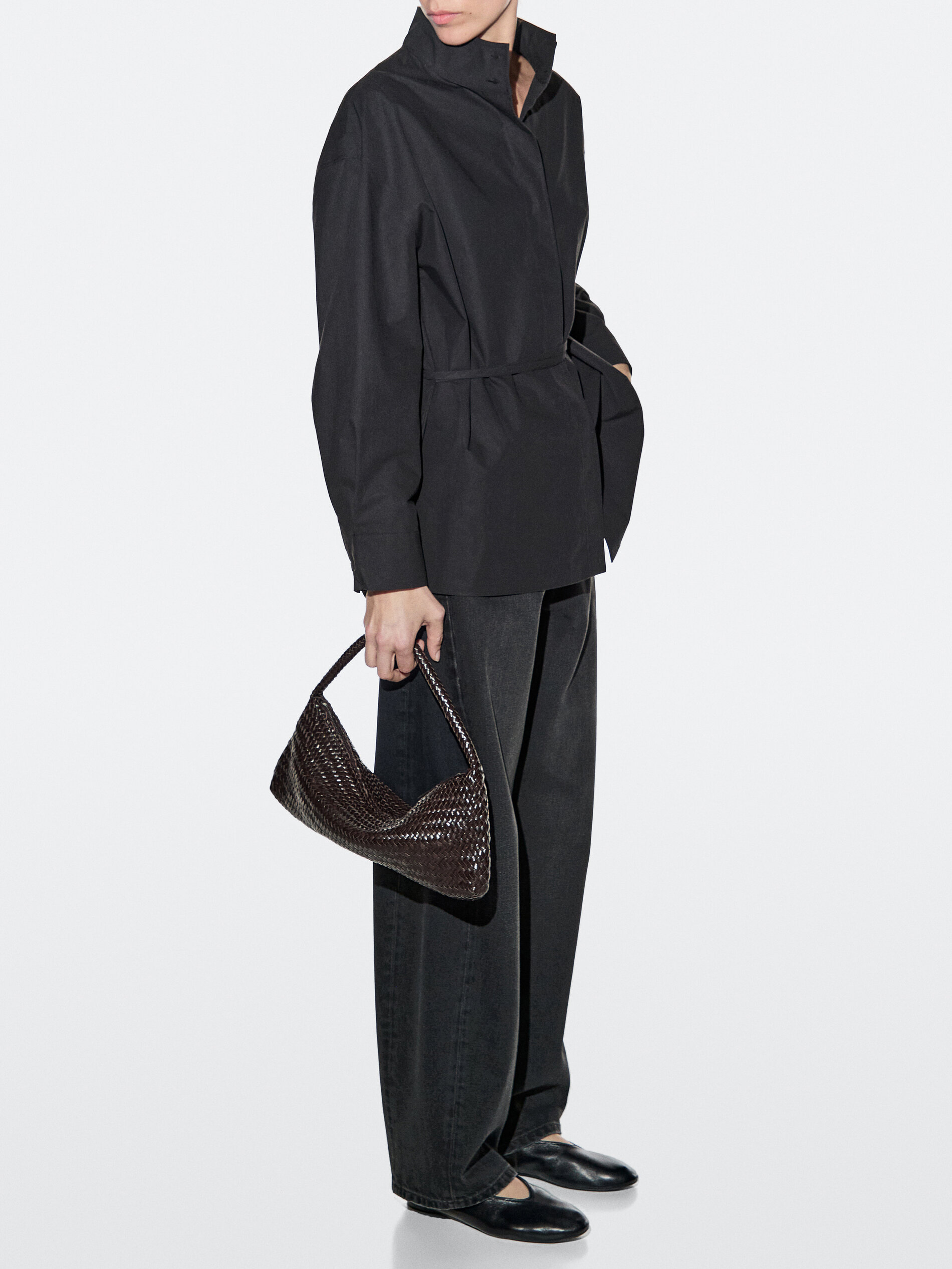 Nappa Leather Woven Croissant Bag