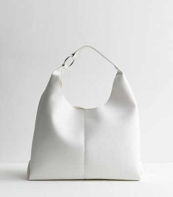White Faux Leather Oversized Shoulder Bag