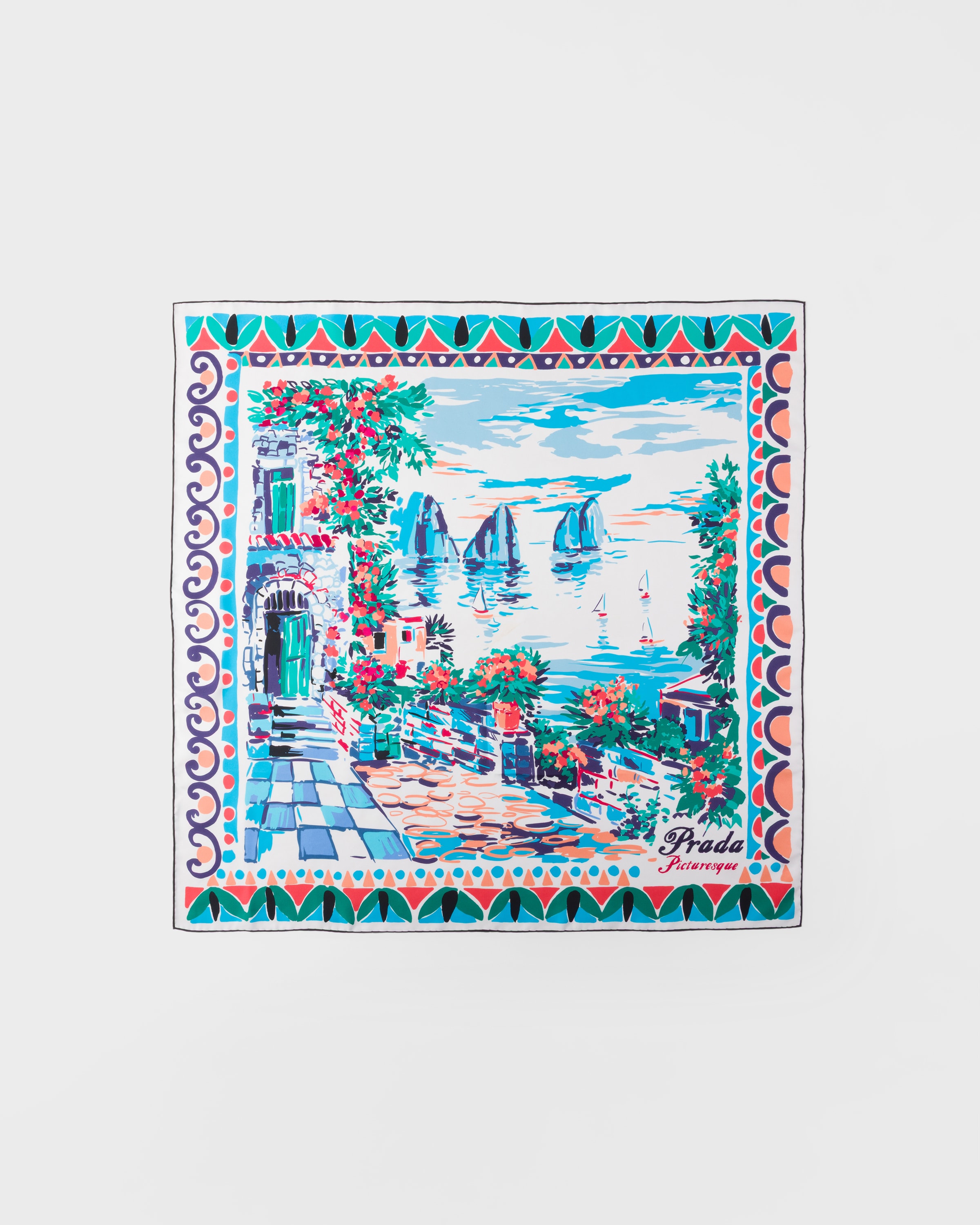 Printed Silk Twill Scarf 90