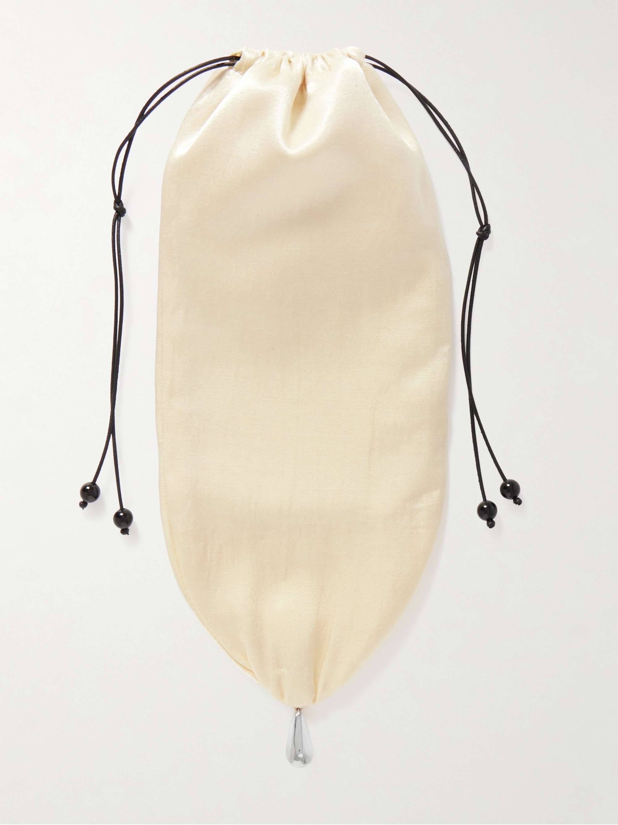 Teardrop Embellished Satin Drawstring Pouch
