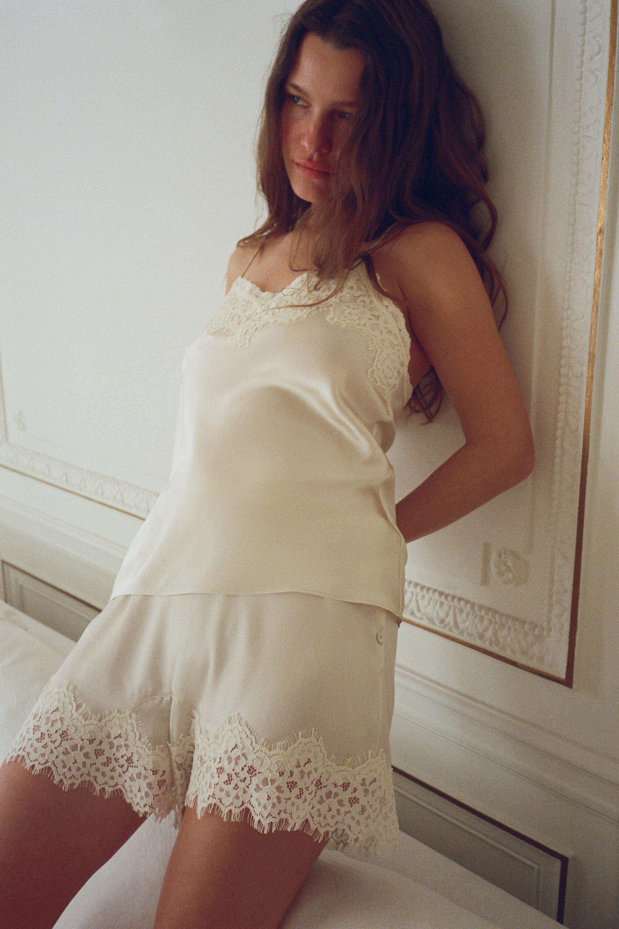 Silk Blend Lace Shorts