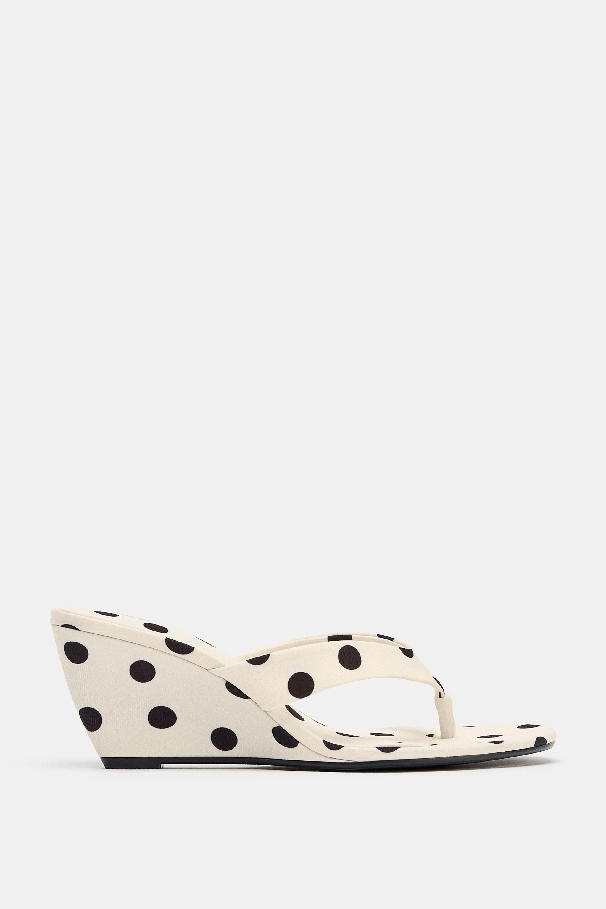 Polka Dot Wedge Heel Sandals