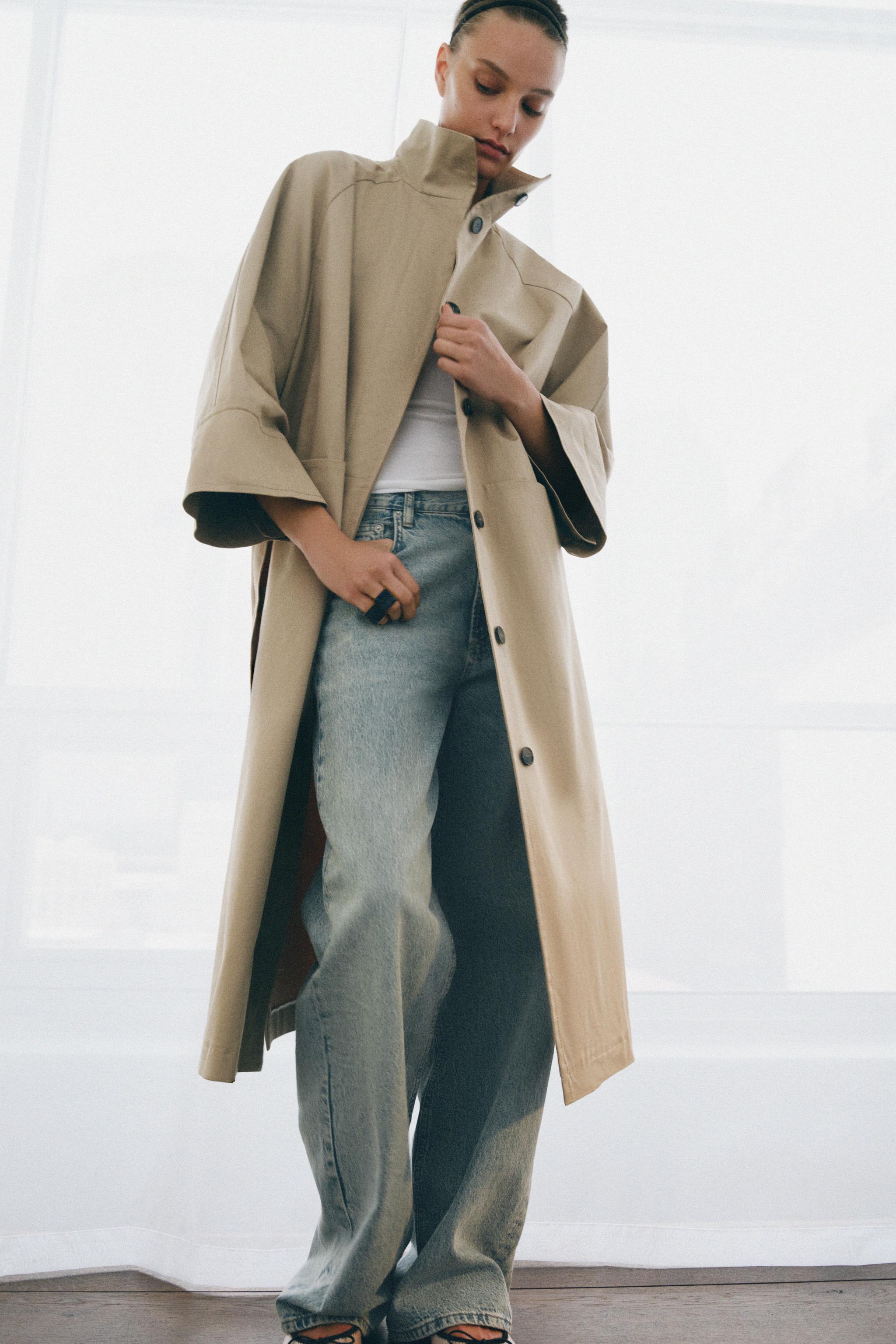 Oversized Trench Coat With Scarf Zw Collection Limited Edition