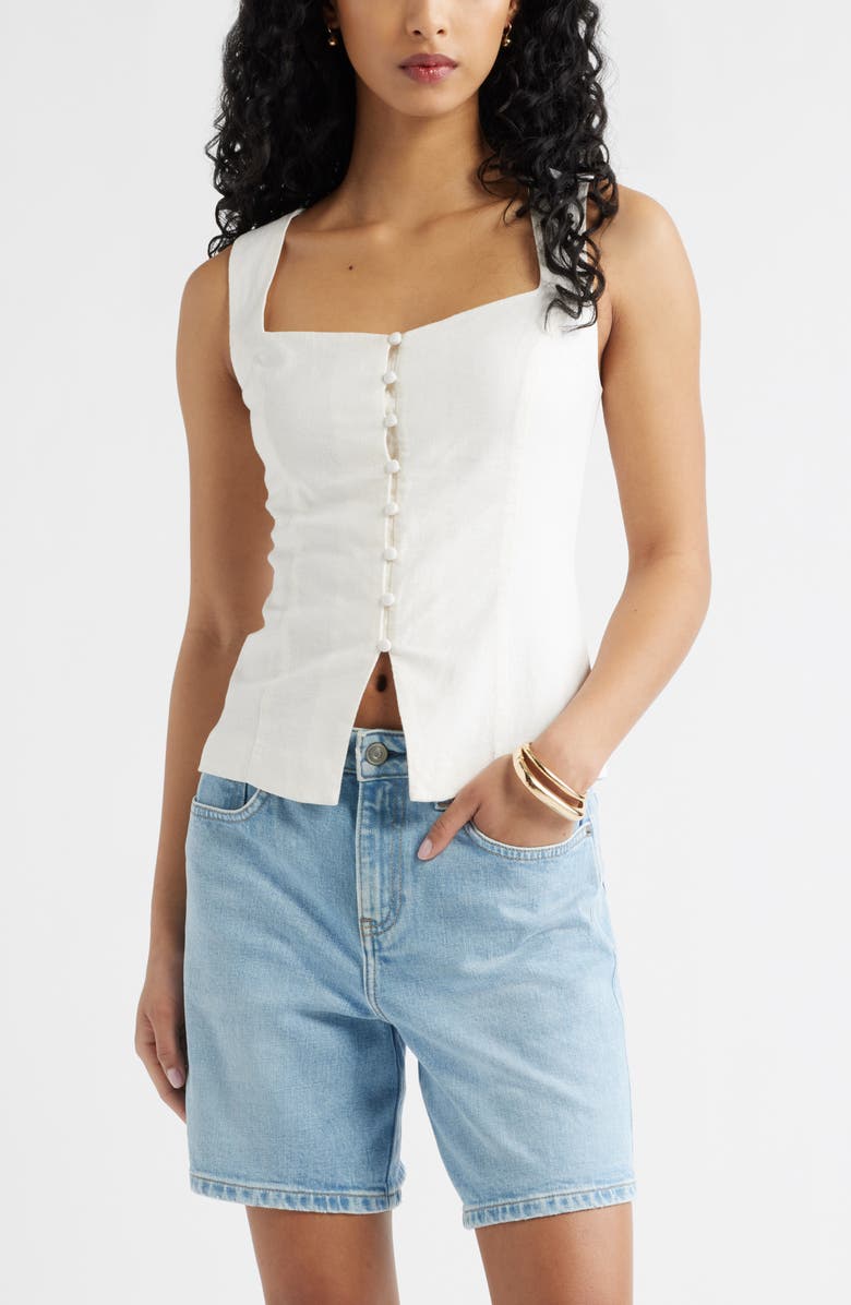 Sweetheart Neck Linen Blend Top