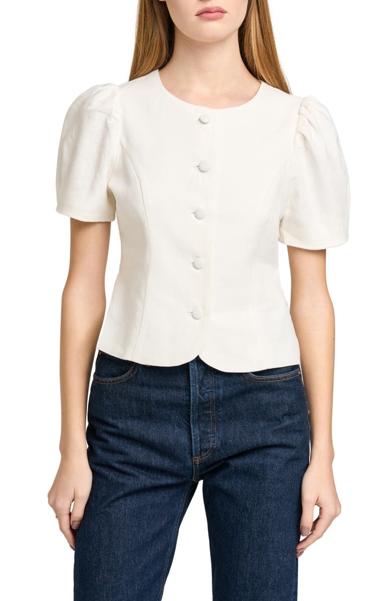Blair Button Front Linen Blend Top