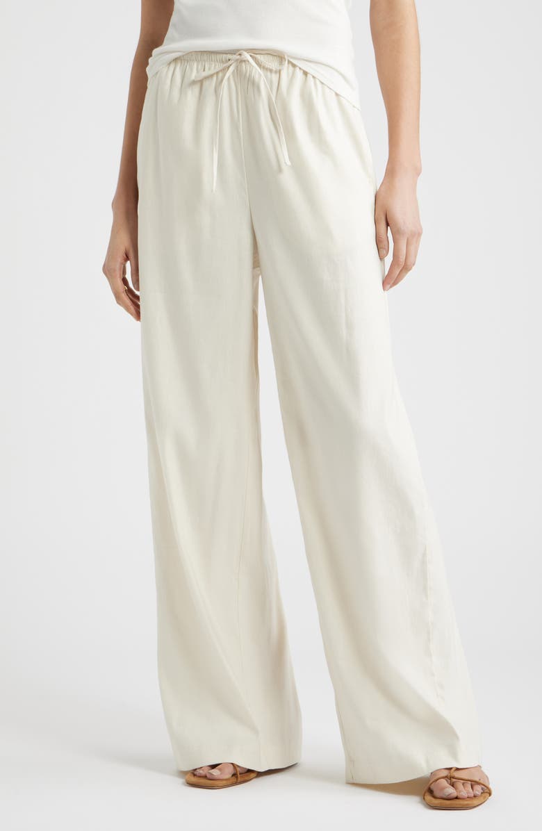 Linen Blend Drawstring Pants