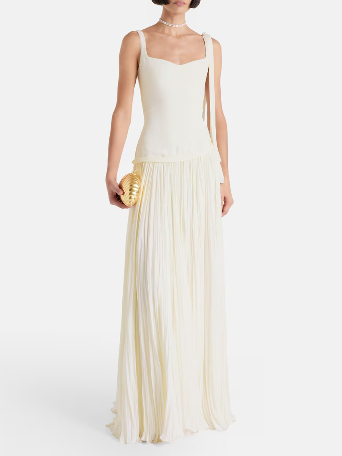 Ana Cr&amp;ecirc;pe and Chiffon Gown in Yellow - Marmar Halim