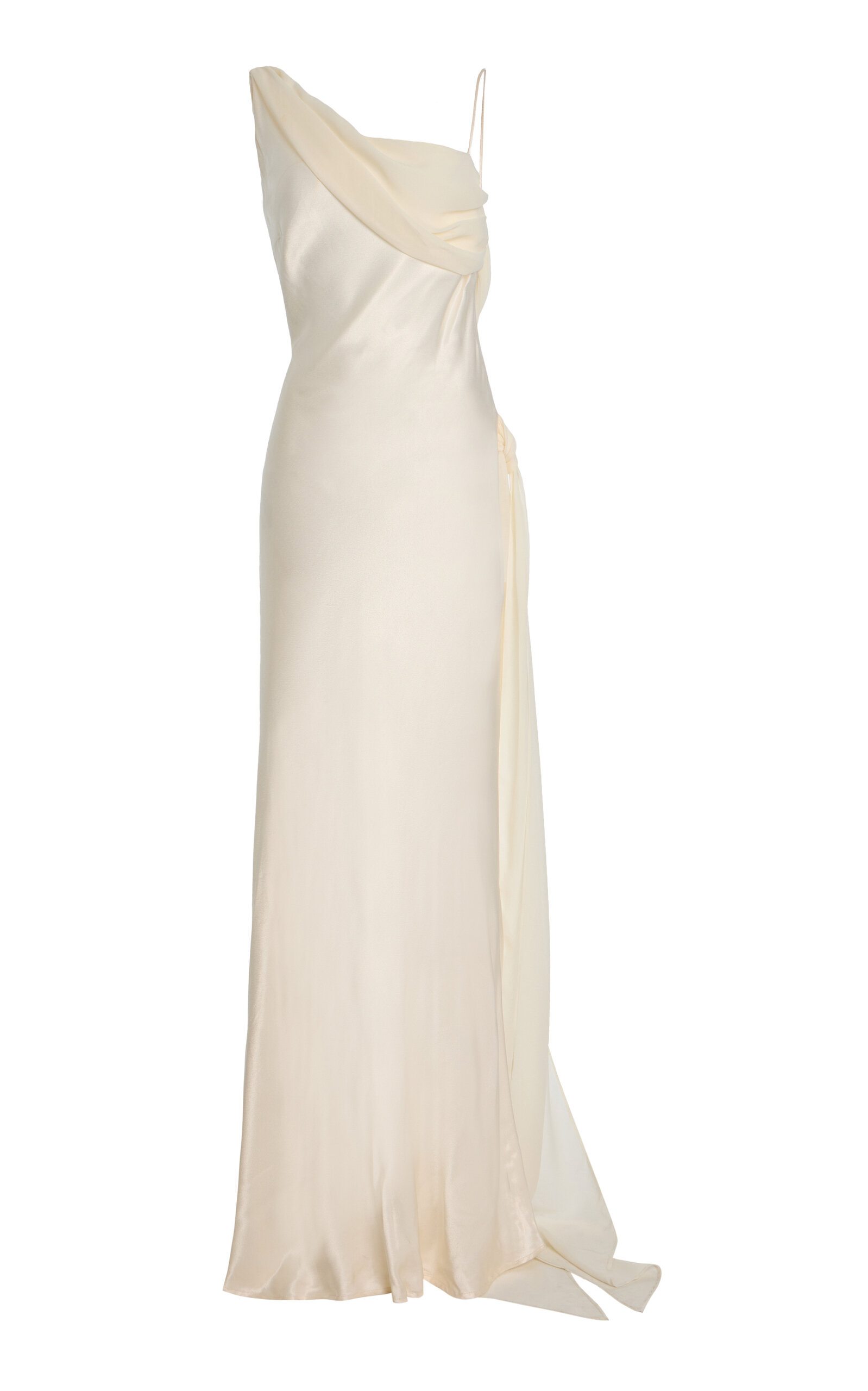 Helena Chiffon-Detailed Satin Gown