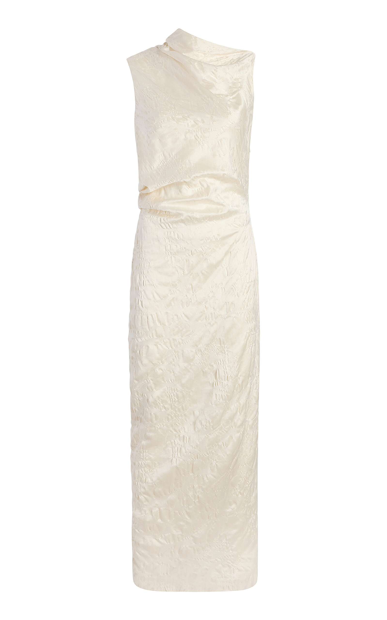 Wool-Blend Jacquard Column Midi Dress