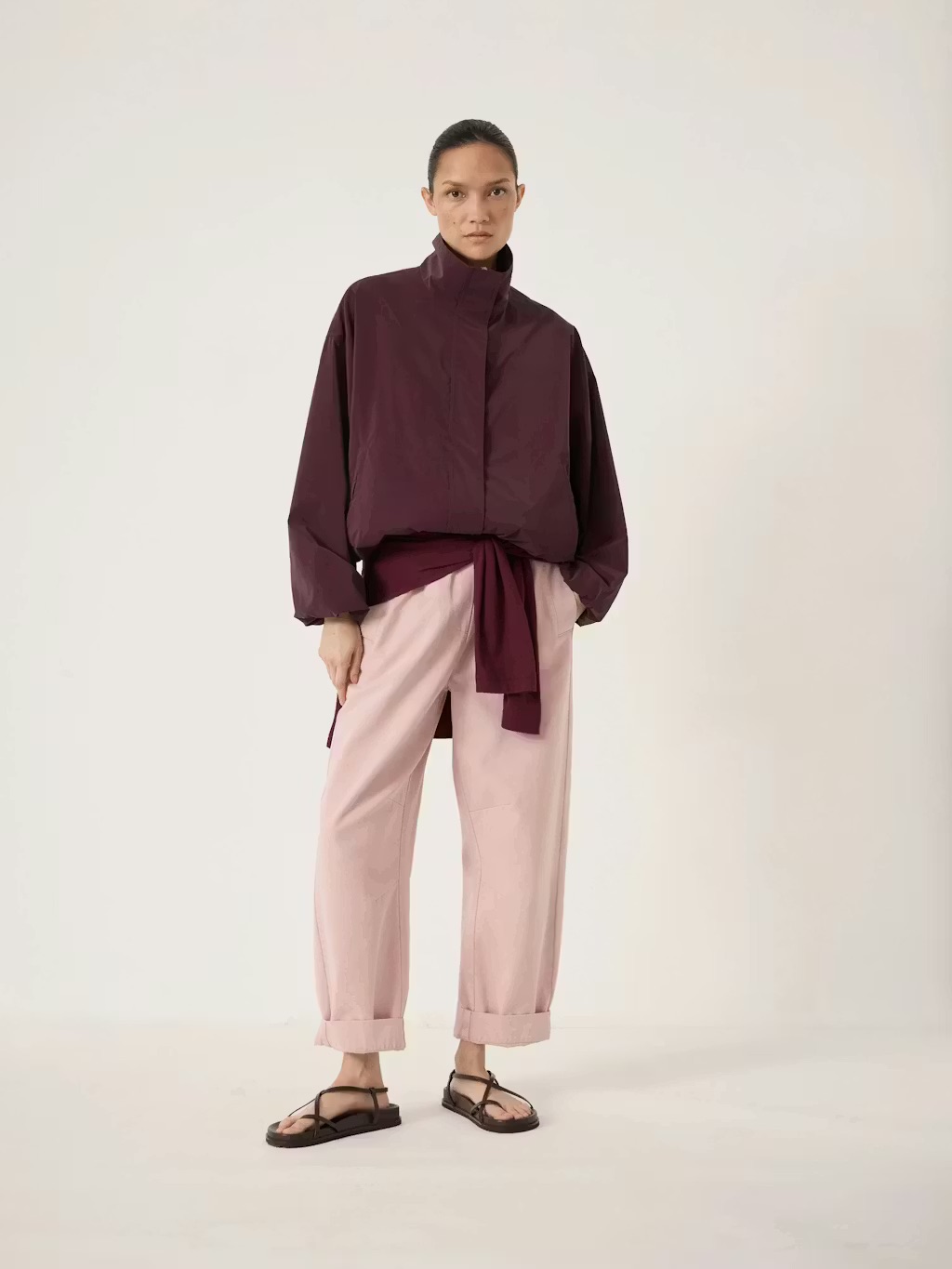 Hush, Maple Bubble Hem Funnel Neck Jacket