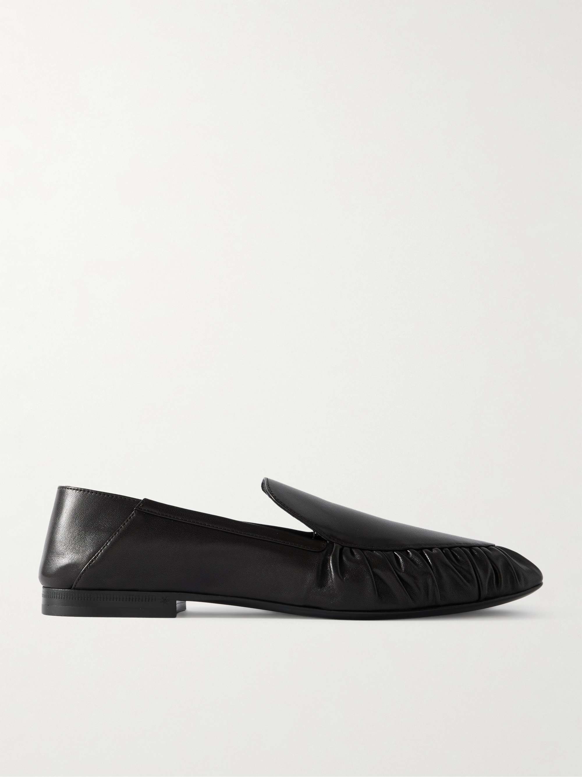 Alain Collapsible-Heel Gathered Leather Loafers
